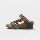 L'Artiste Delight slide sandals in Navy Multi, side view