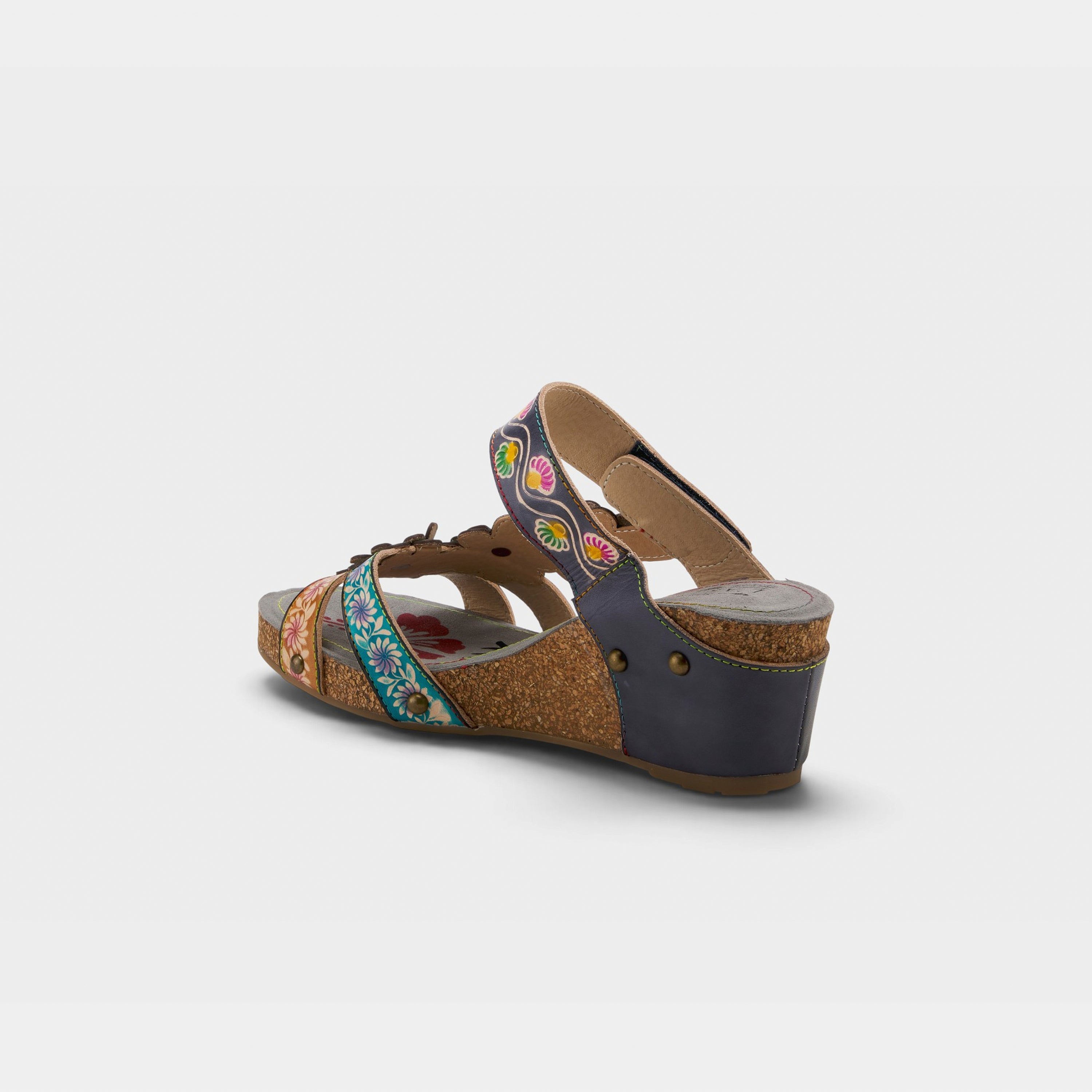 L'Artiste Delight slide sandals in Navy Multi, alternate angle view