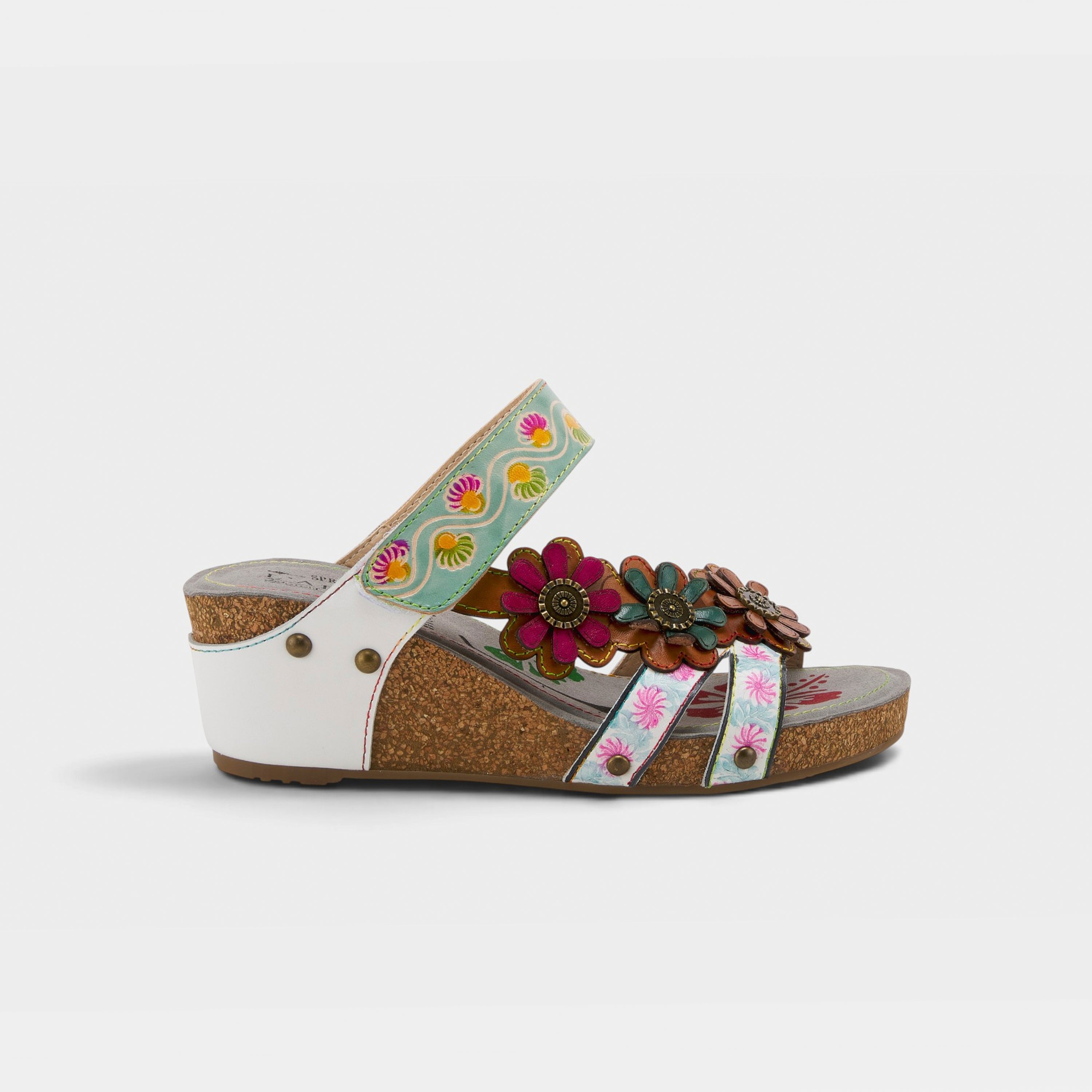 L'Artiste Delight slide sandals in White Multi, hero view