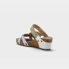 L'Artiste Delight slide sandals in White Multi, alternate angle view