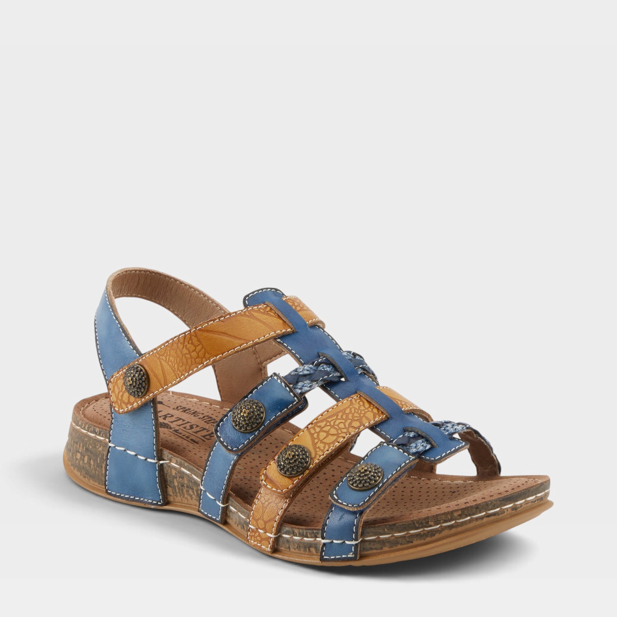 L'Artiste DELILA SANDALS in BLUE MULTI, front view