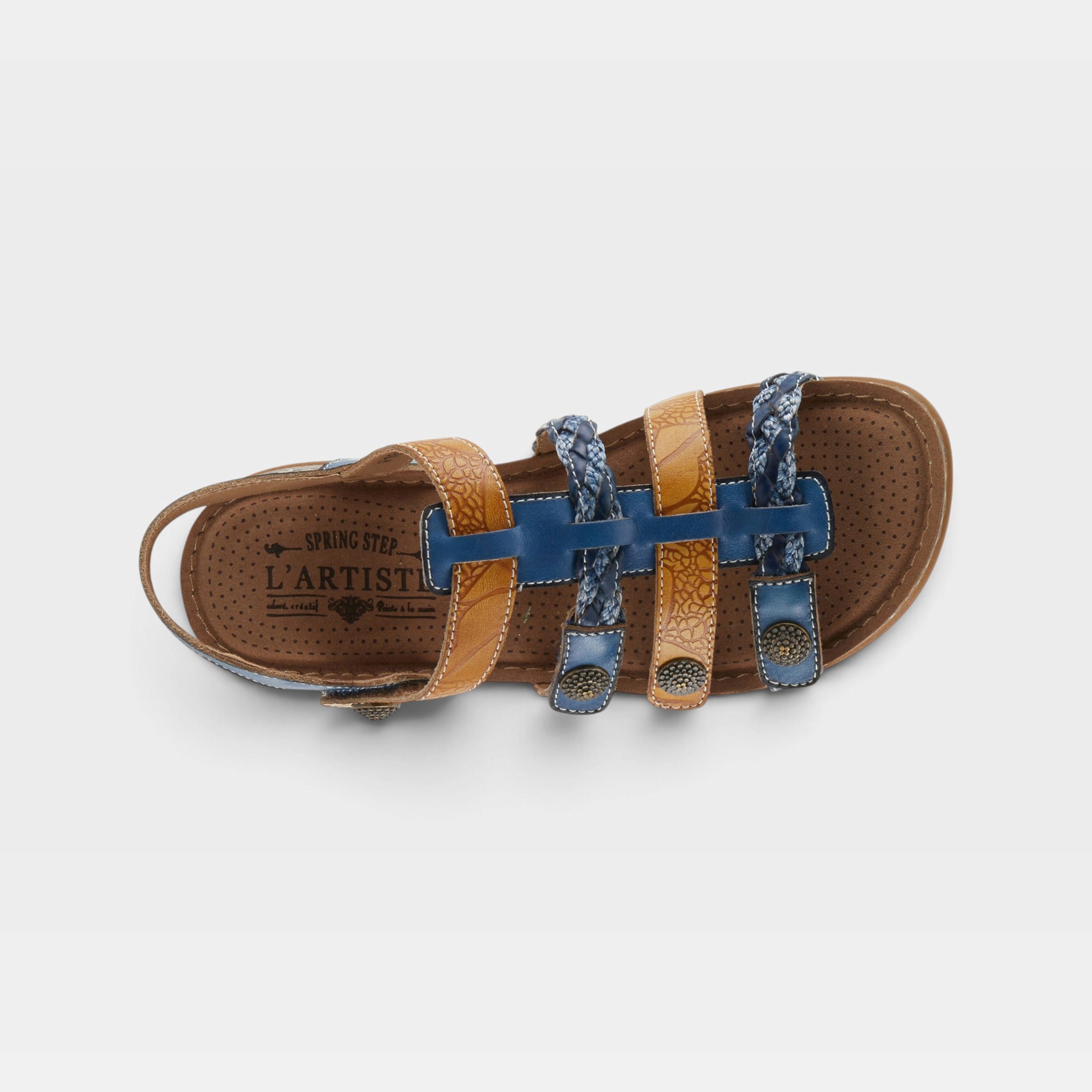 L'Artiste Delila sandals in Blue Multi, top view