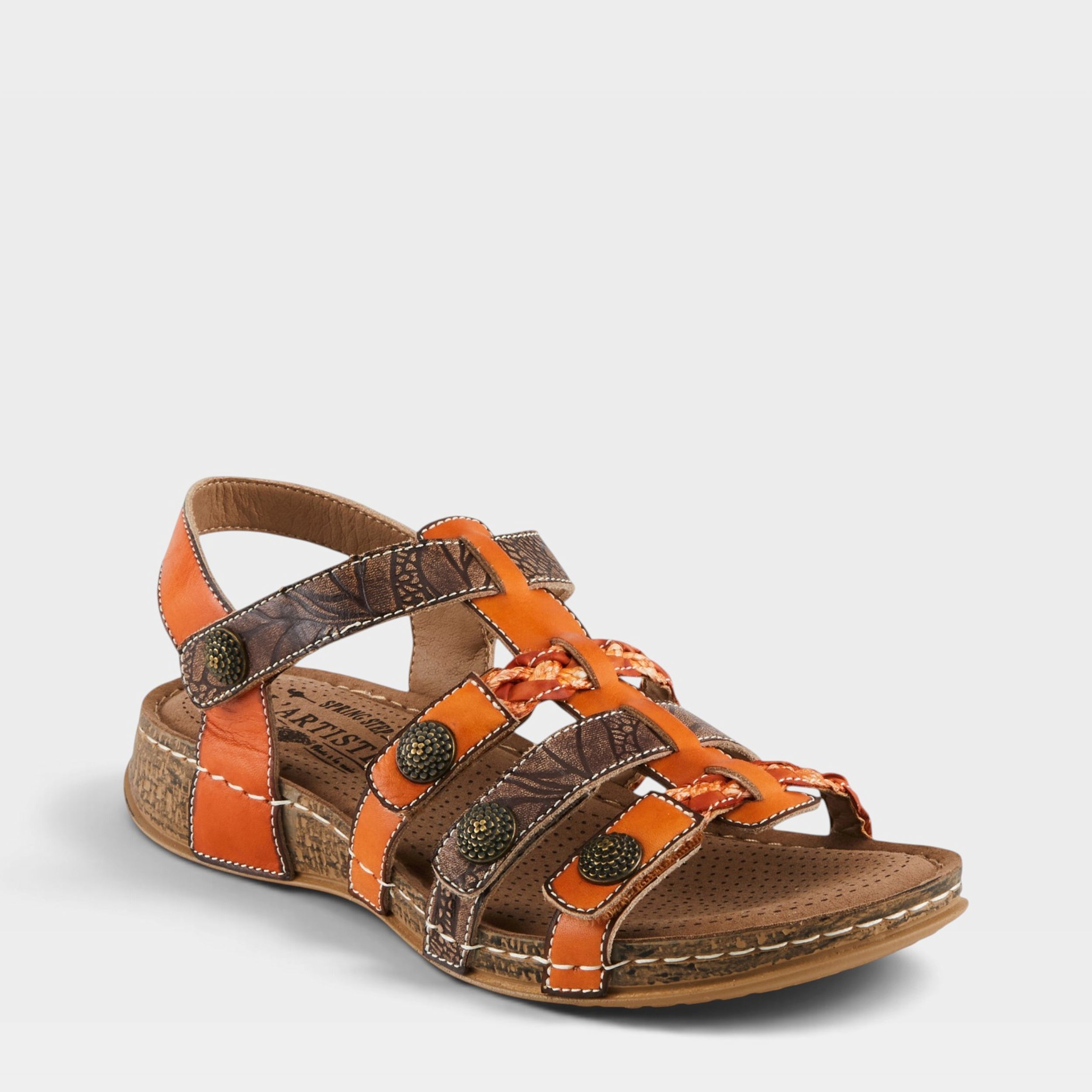 L'Artiste DELILA SANDALS in ORANGE MULTI, front view