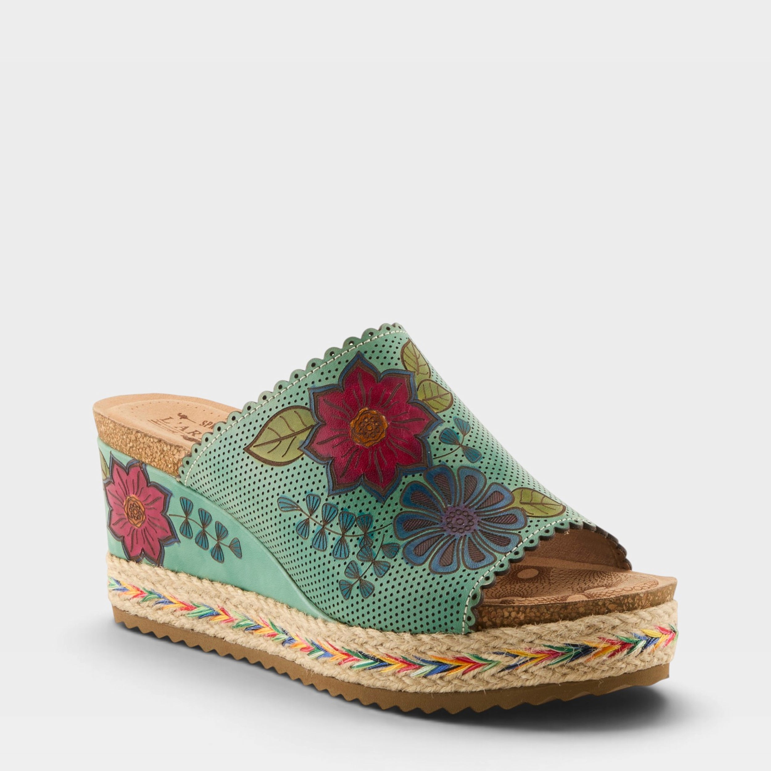 L'Artiste DELRAYBEACH SANDALS in MINT GREEN MULTI, front view