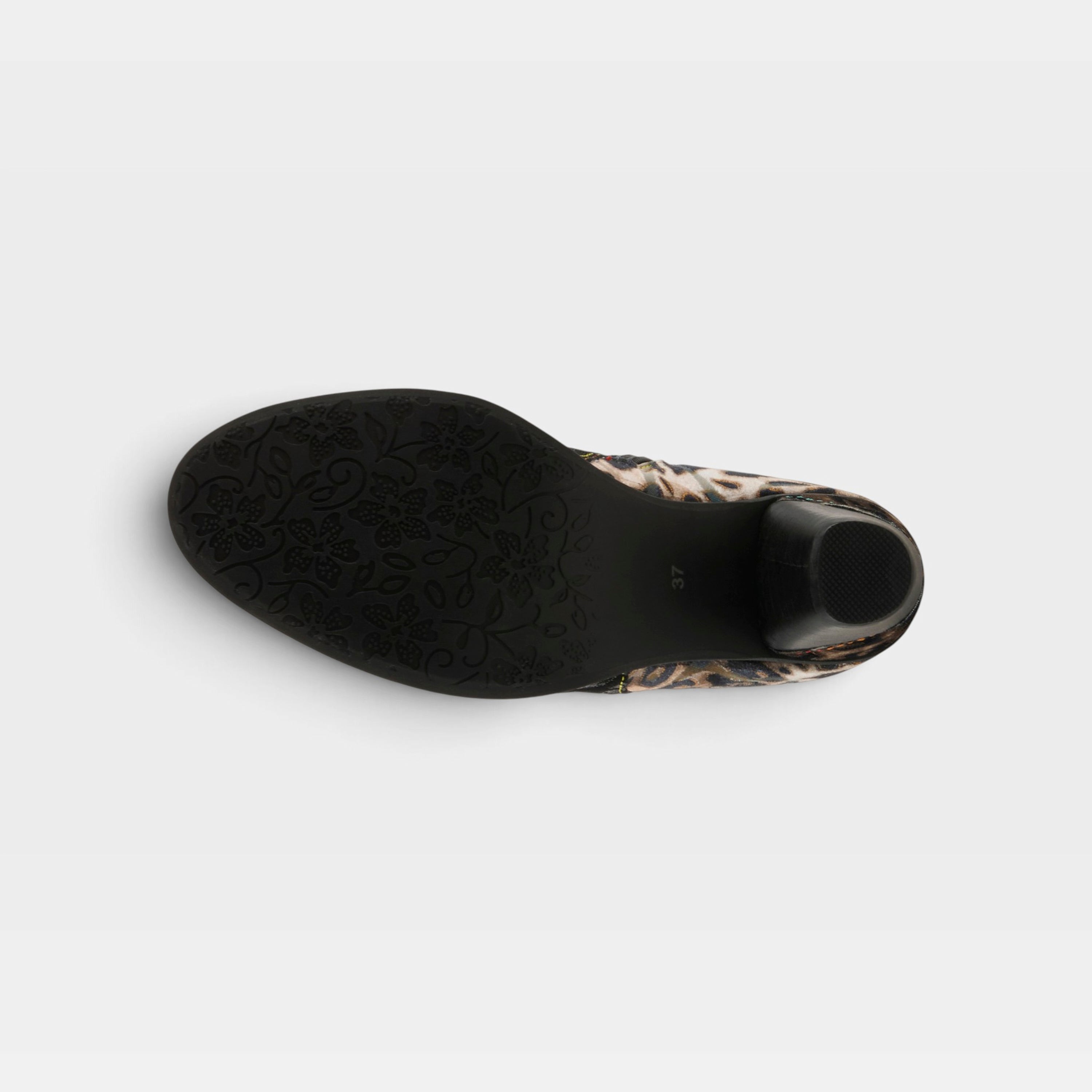 L'Artiste Dessalynn boots in Pewter Multi, outsole view