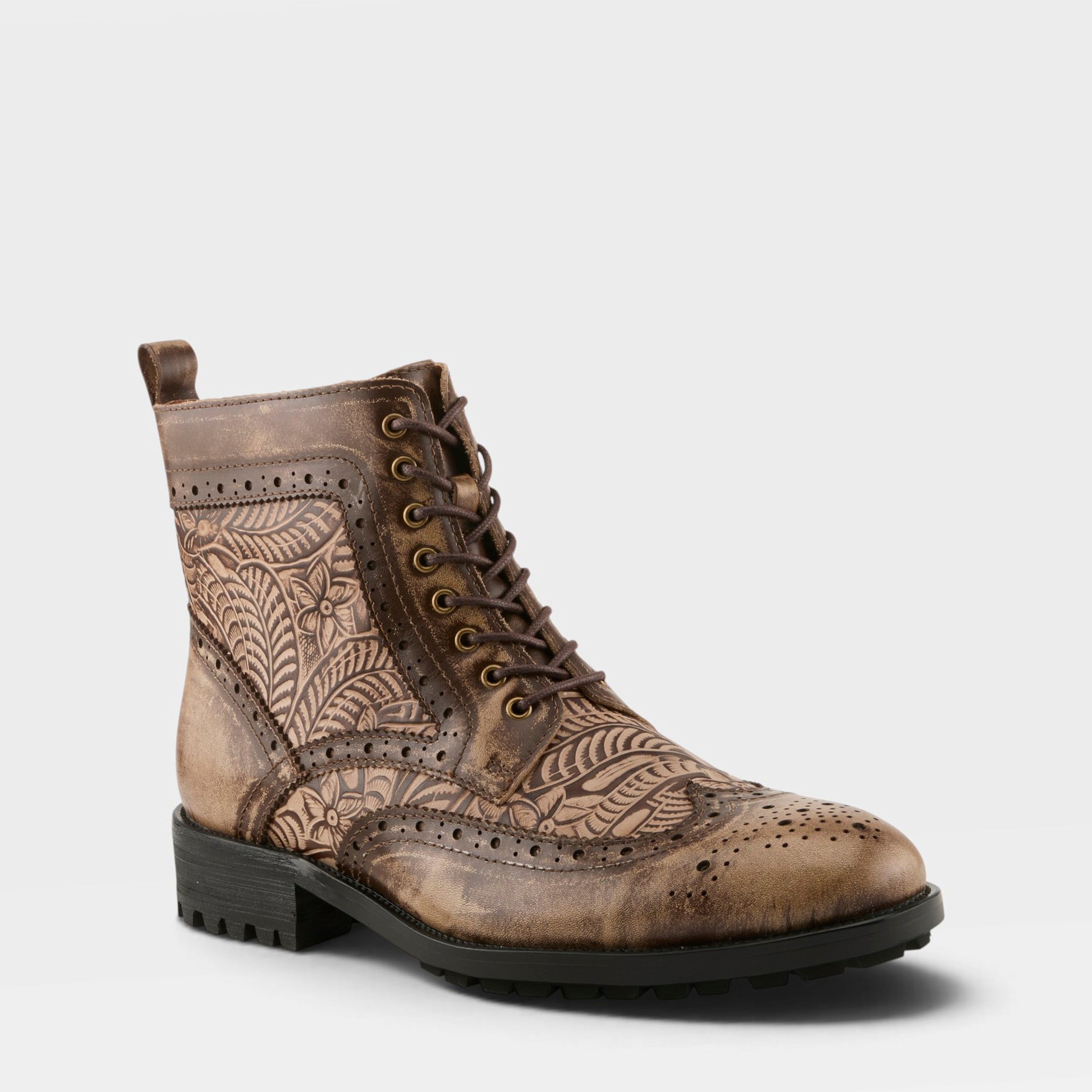 L'Artiste MEN DIGGINIT BOOTS in LIGHT BROWN MULTI, front view