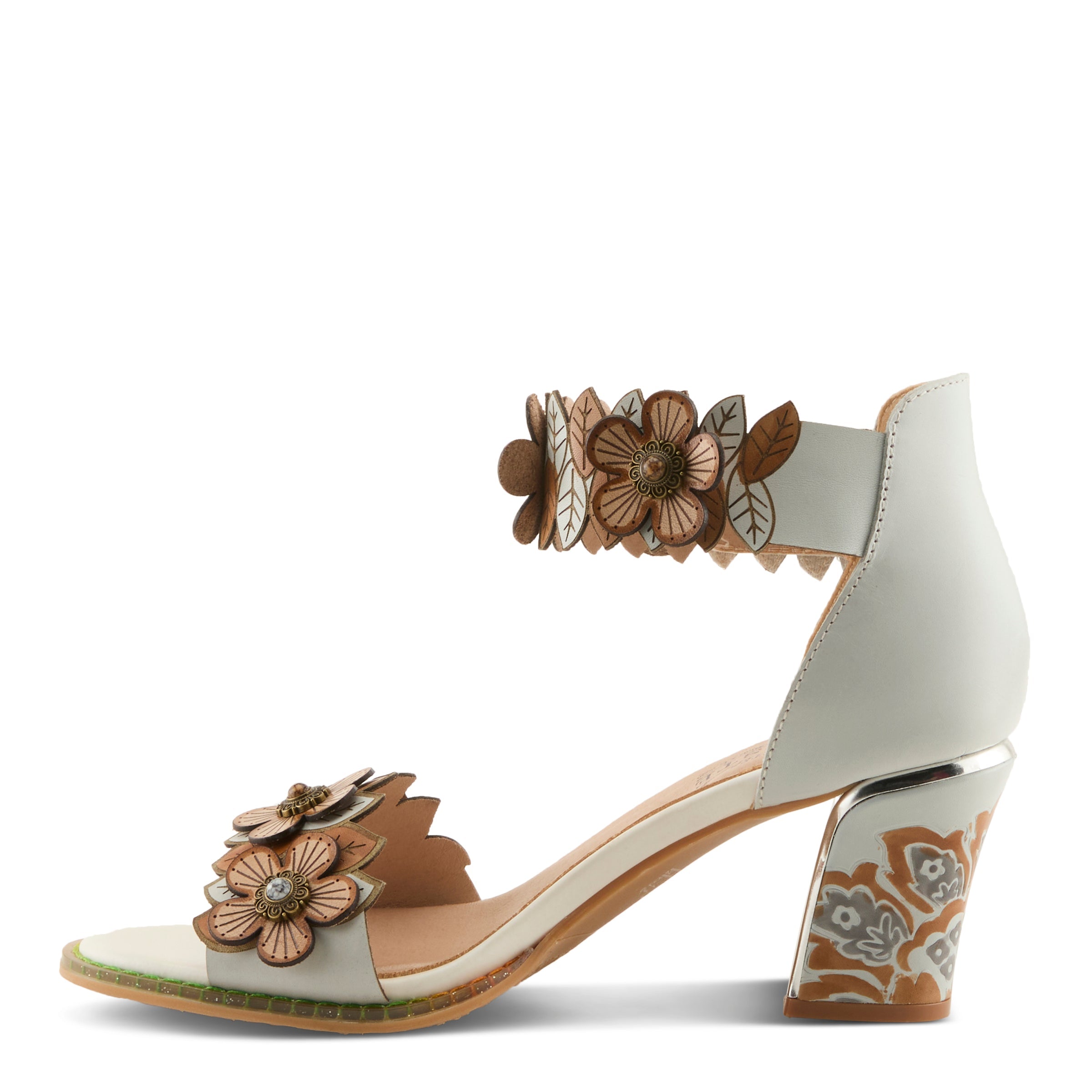 Shinodan タンクエトレ アメリスタニングルシェル L'Artiste DoubleLove Floral Block Heel Sandals - Spring Step Shoes