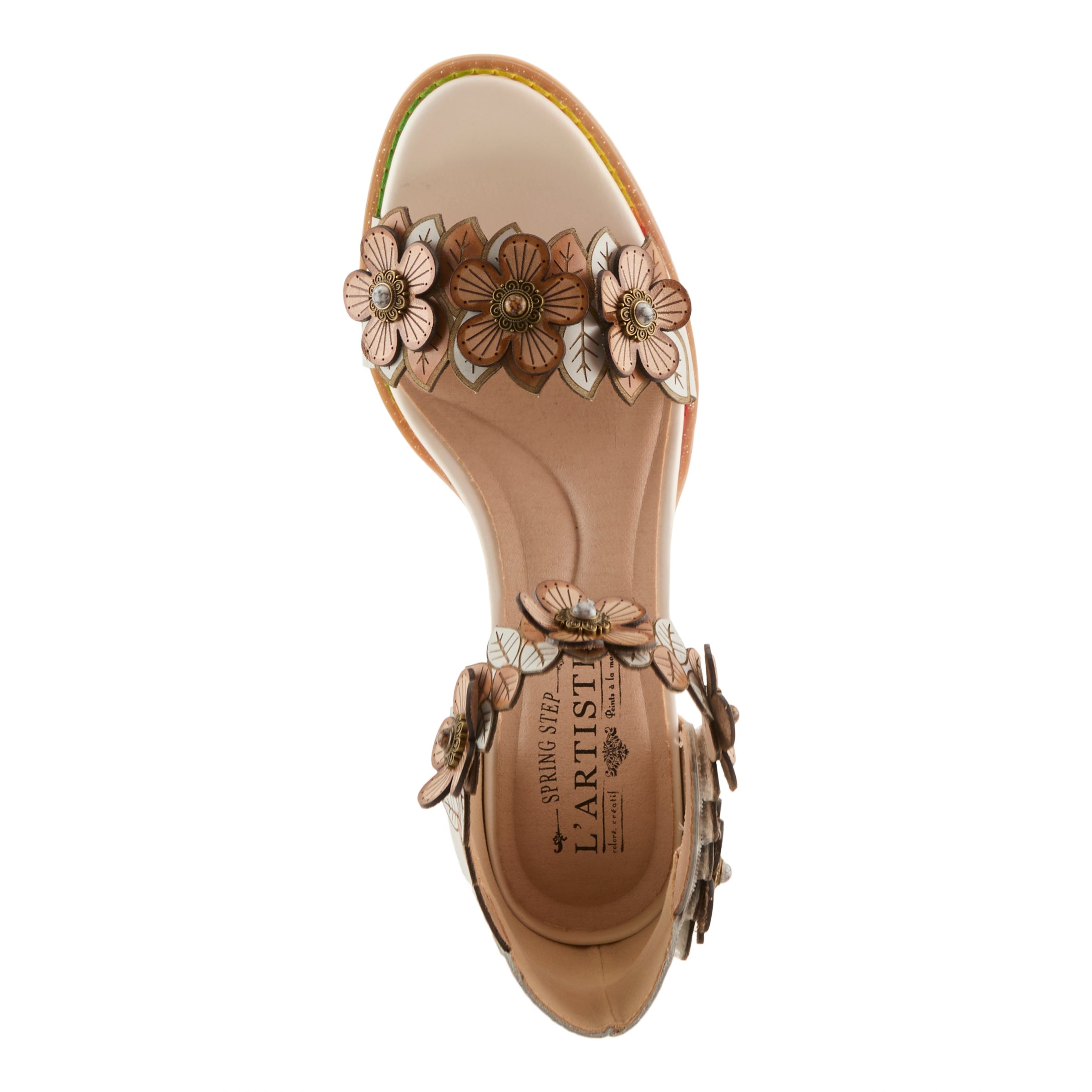 L'Artiste DoubleLove Floral Block Heel Sandals - Spring Step Shoes