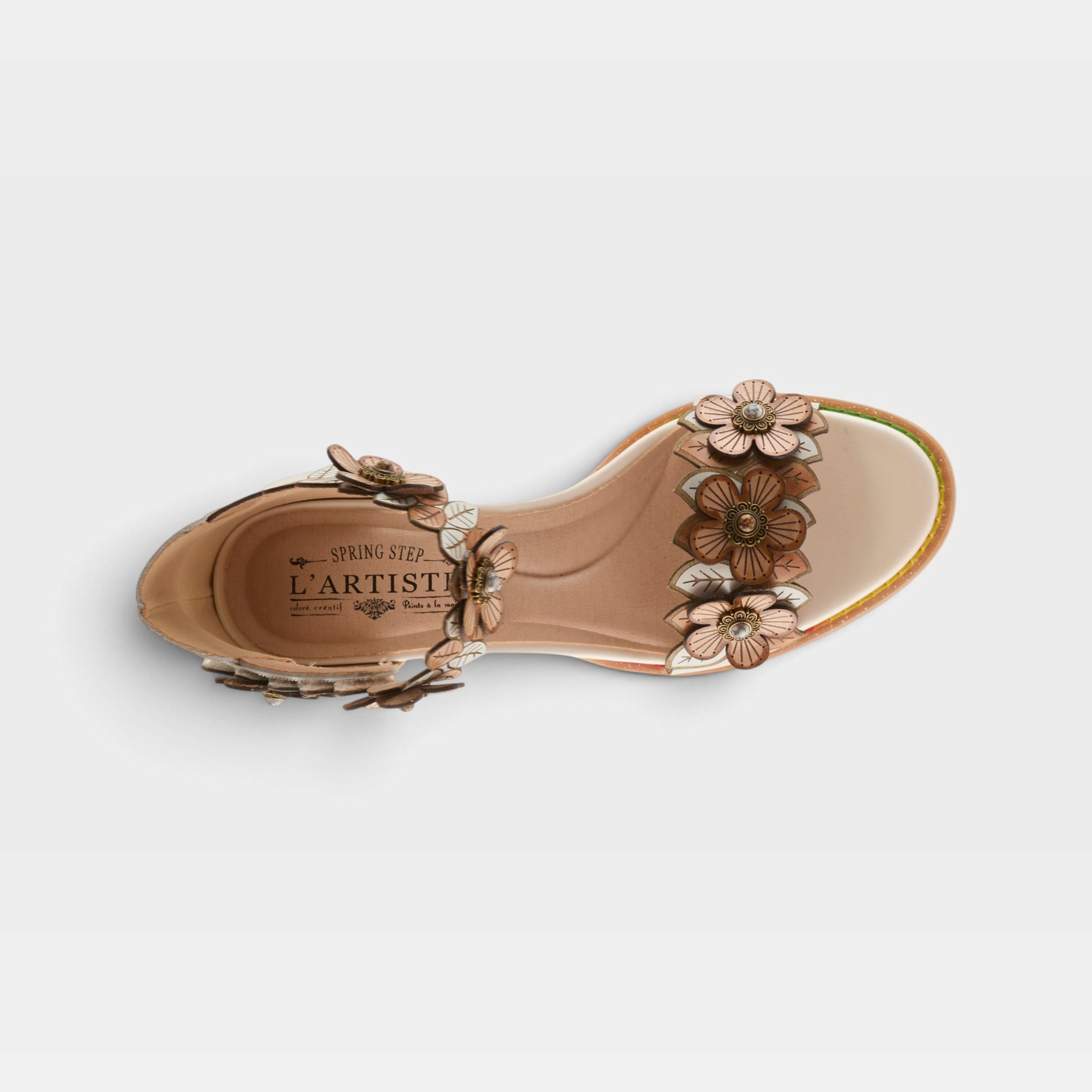 L'Artiste DoubleLove Floral Block Heel Sandals - Spring Step Shoes