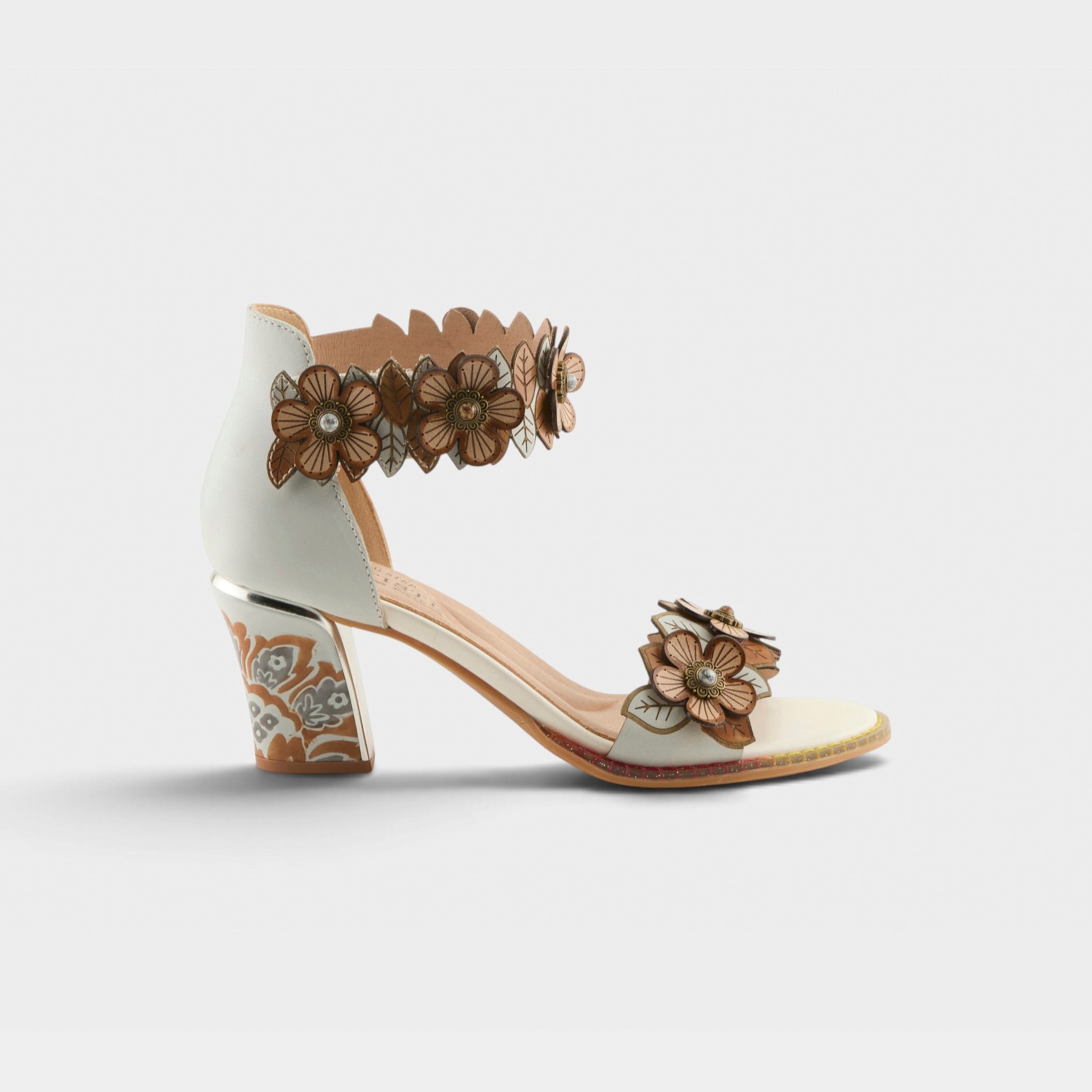 L'Artiste DoubleLove Floral Block Heel Sandals - Spring Step Shoes