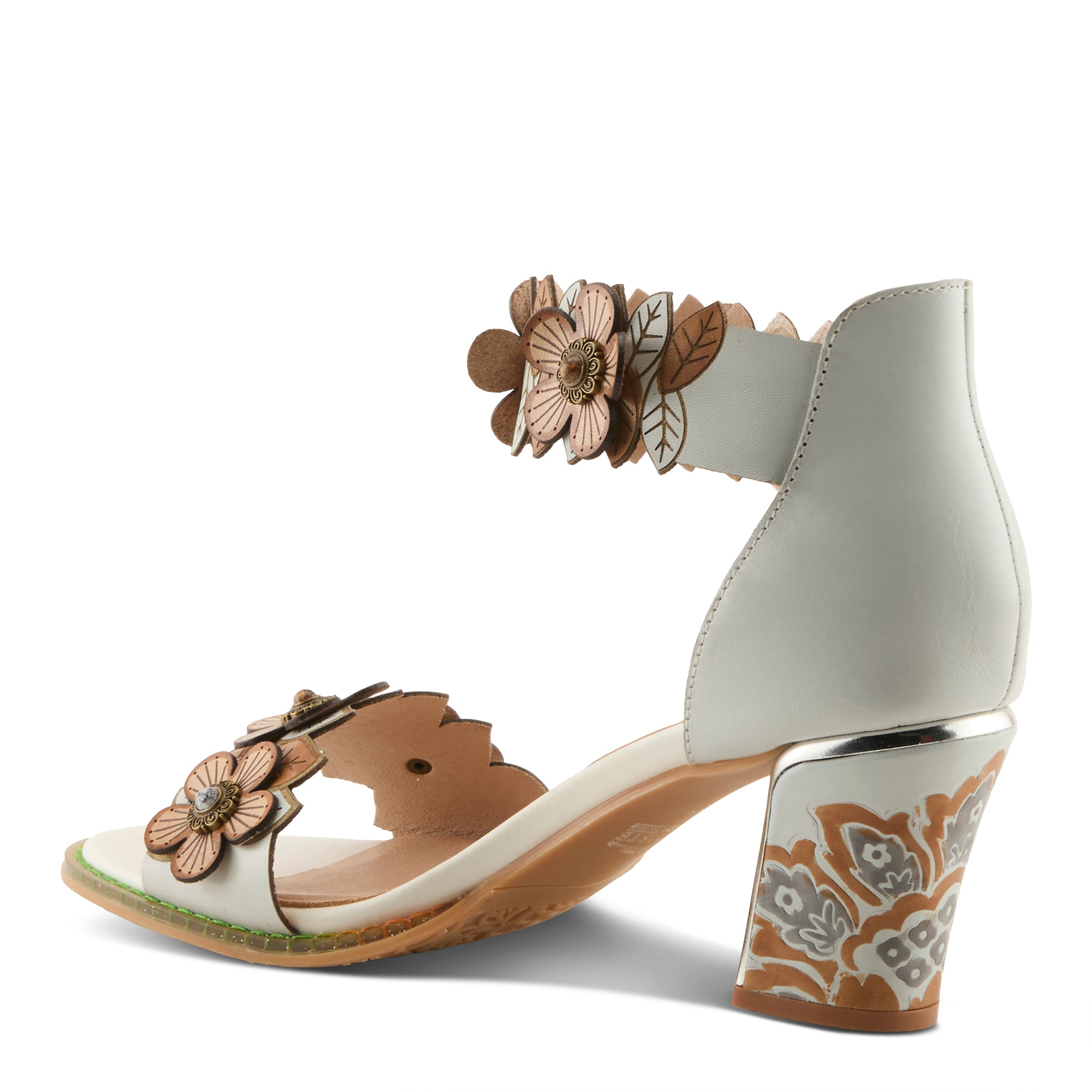 L'Artiste DoubleLove Floral Block Heel Sandals - Spring Step Shoes