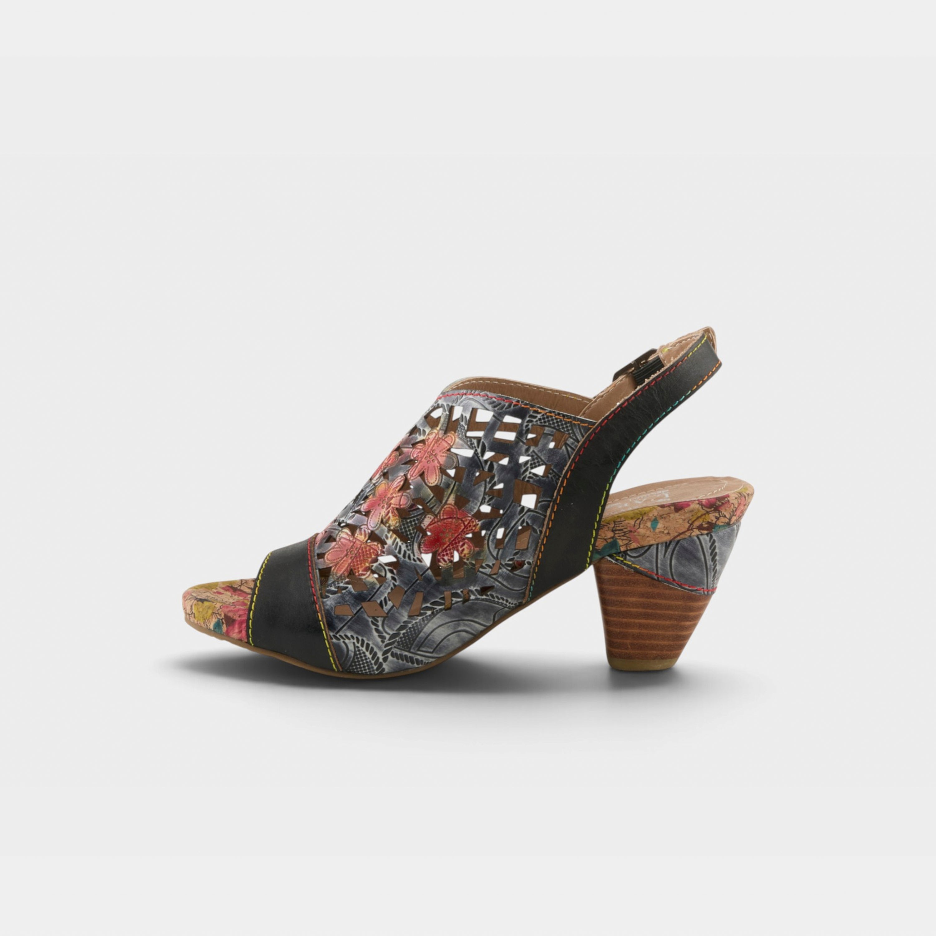 L'Artiste Eclipsing sandals in Black Multi, side view
