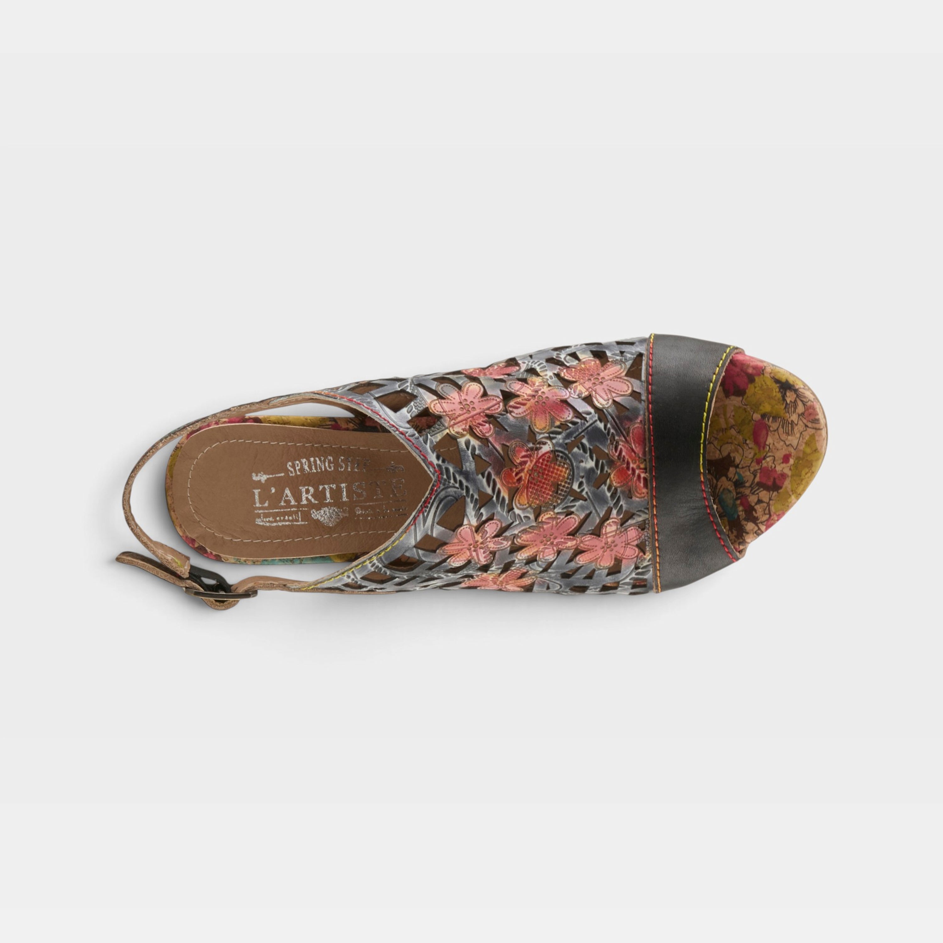 L'Artiste Eclipsing sandals in Black Multi, top view