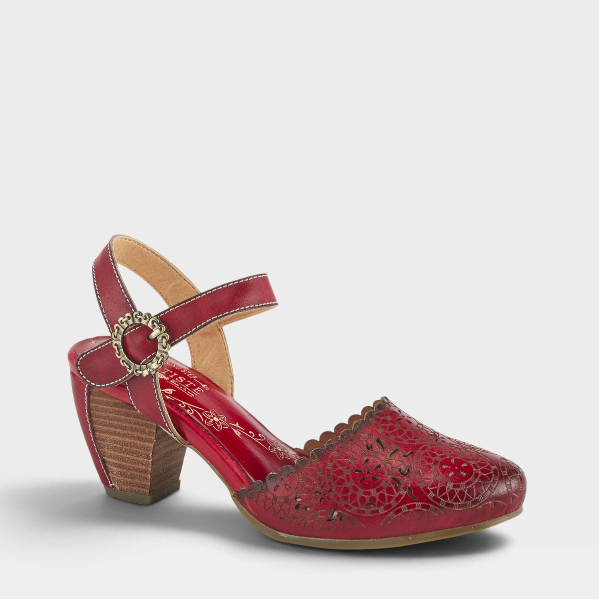 L'Artiste EILOOTA SANDALS in RED, front view