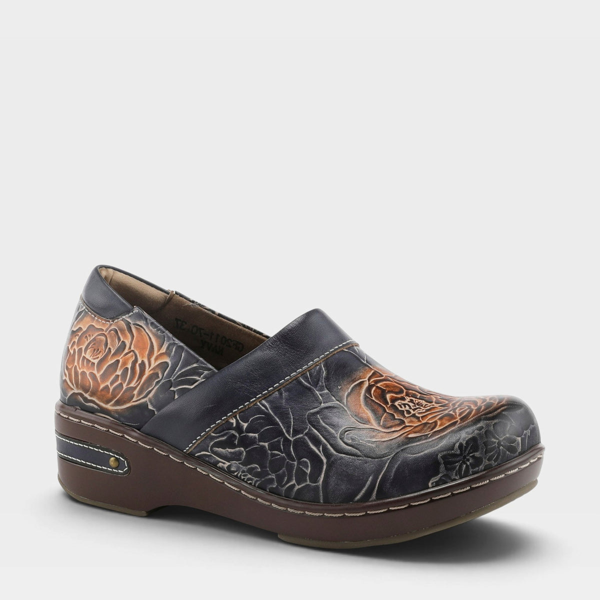 L'Artiste ELKAYJAY SLIP-ON CLOGS in NAVY MULTI, front view