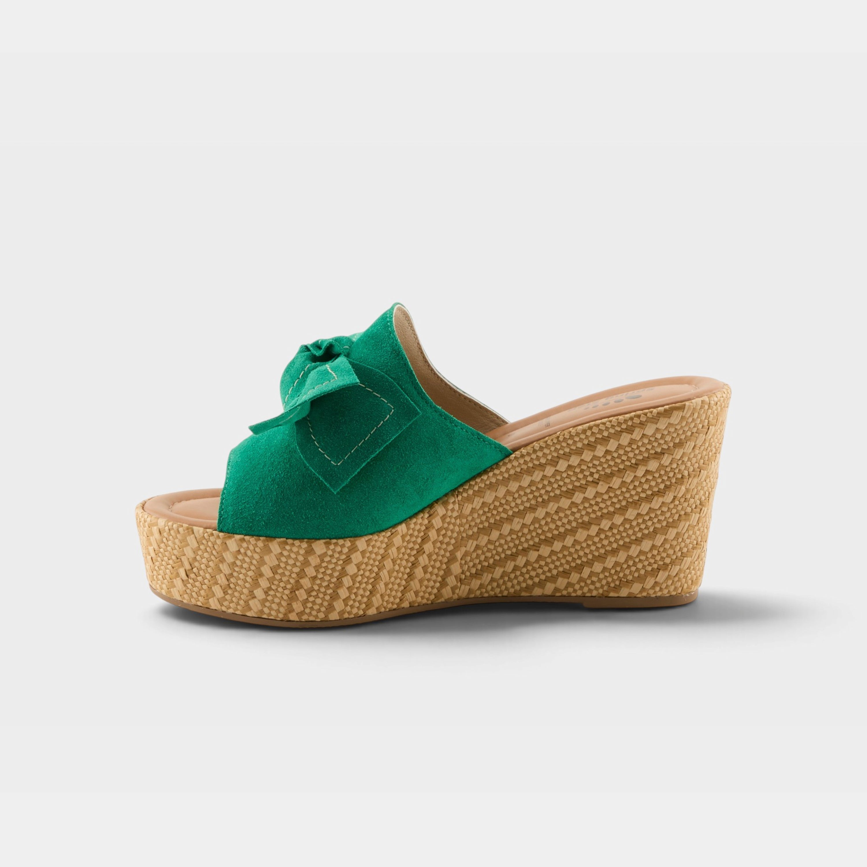 Spring Step Ellyn-Woven Green Suede Slide Sandal