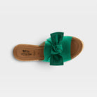 Spring Step Ellyn-Woven Green Suede Slide Sandal