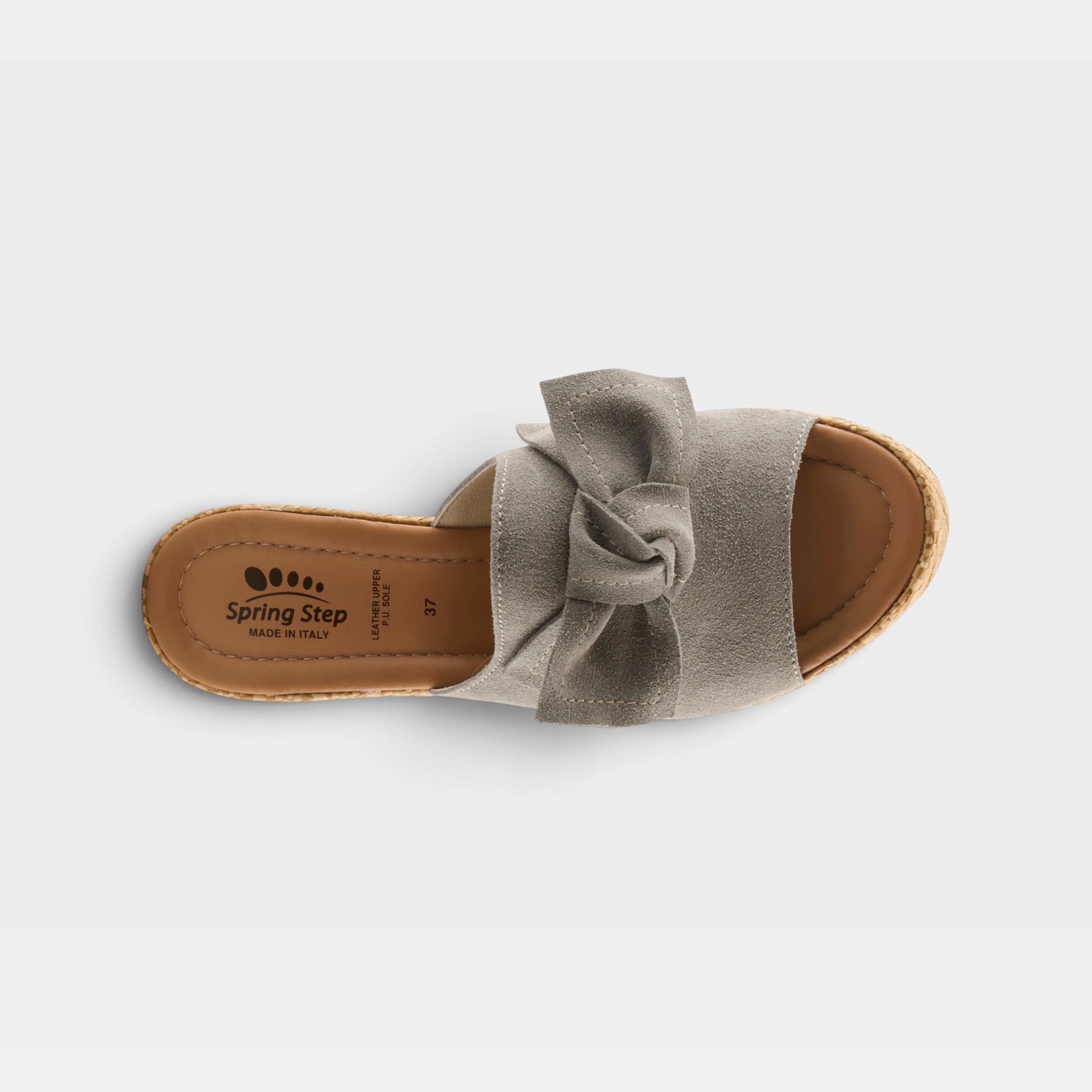 Spring Step Ellyn-Woven Grey Suede Slide Sandal