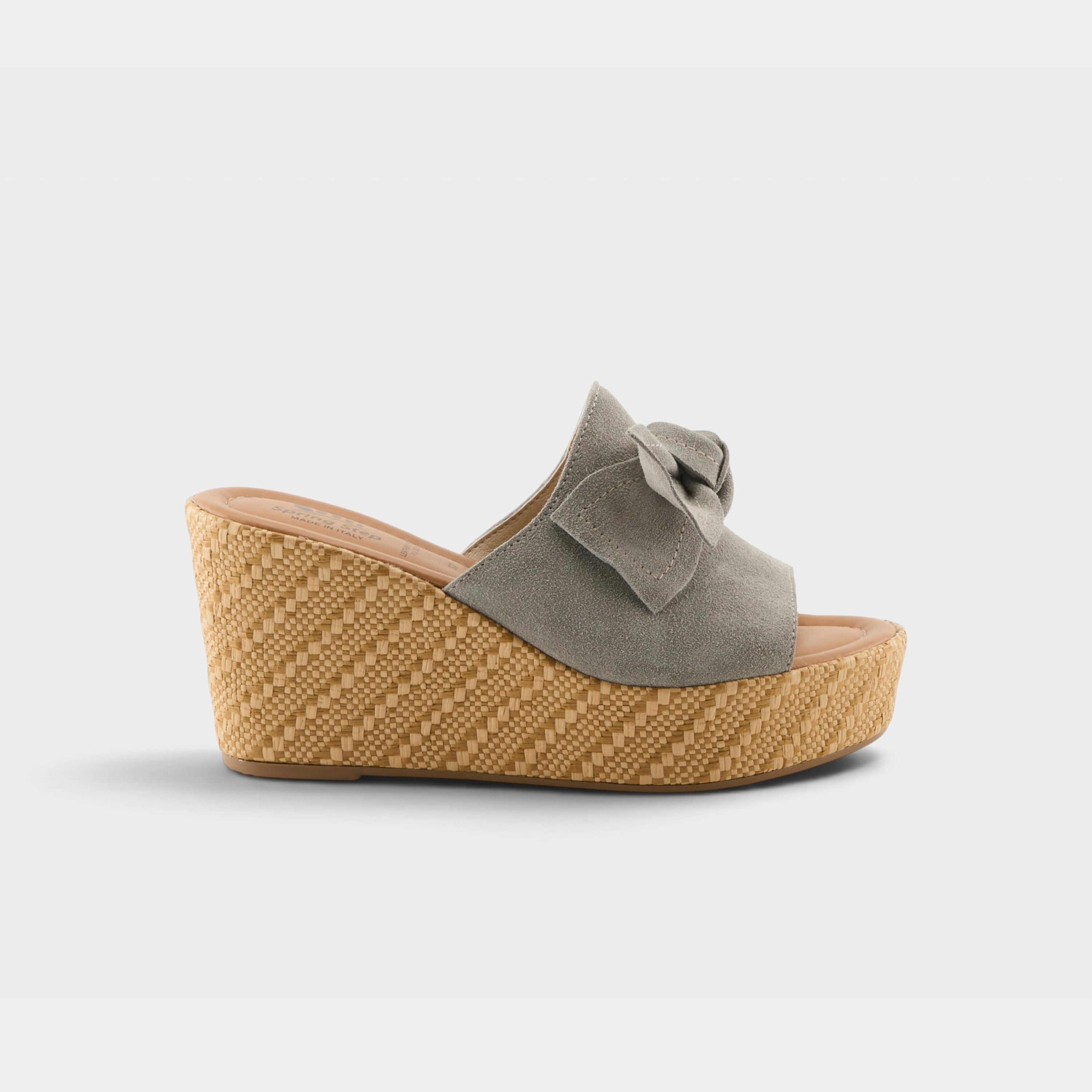 Spring Step Ellyn-Woven Grey Suede Slide Sandal
