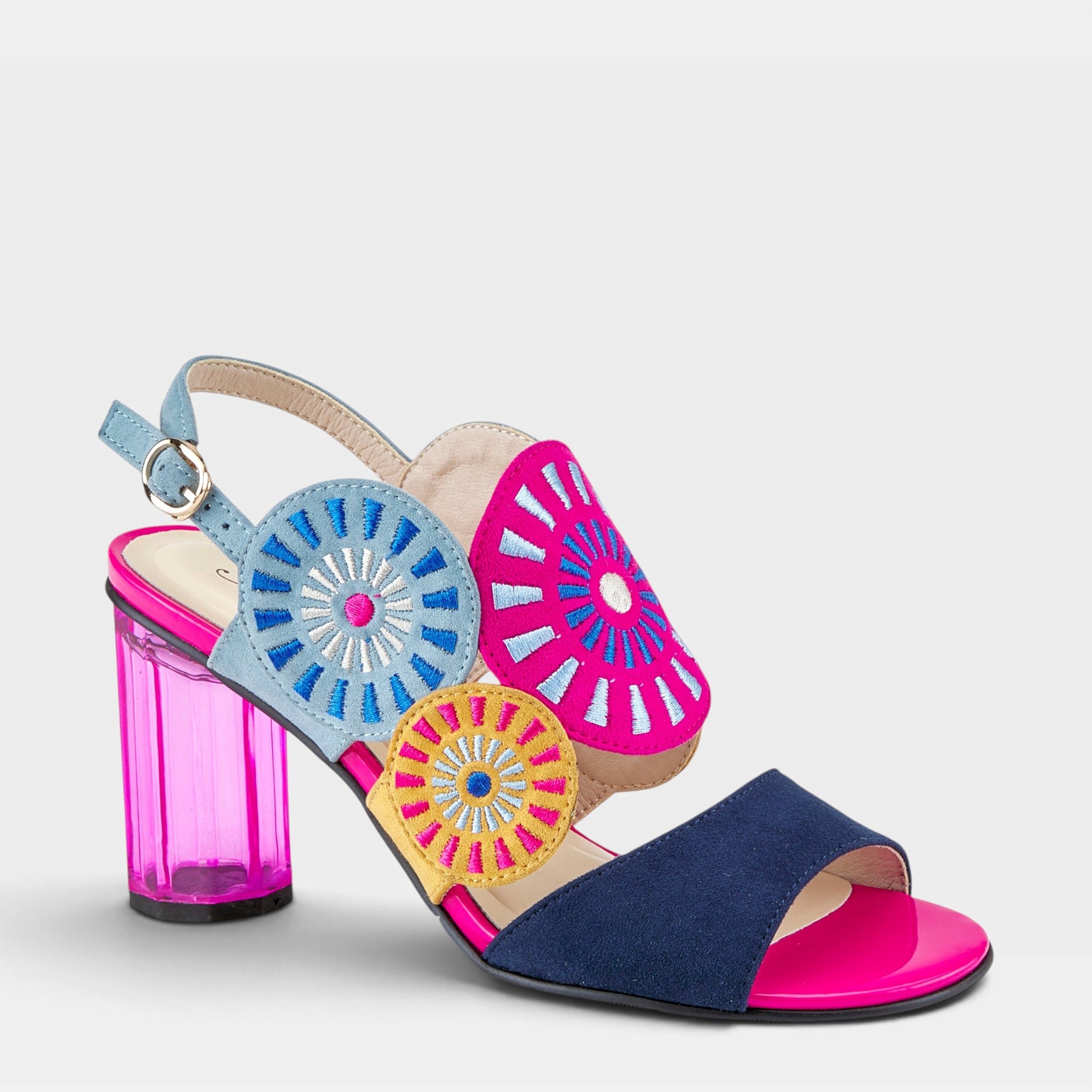 Azura Embroidery Navy Multi Sandal