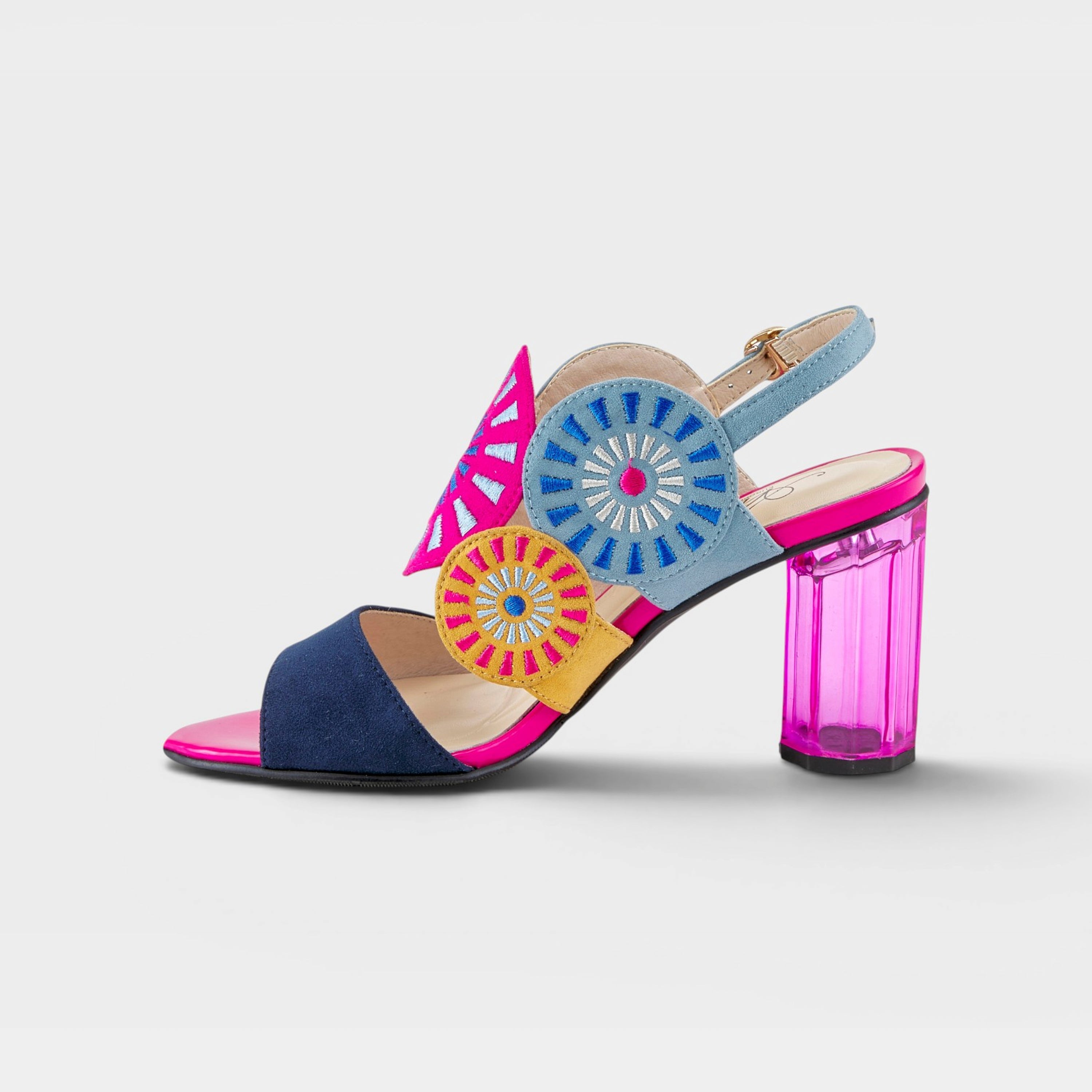 Azura Embroidery Navy Multi Sandal
