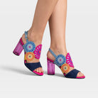 Azura Embroidery Navy Multi Sandal