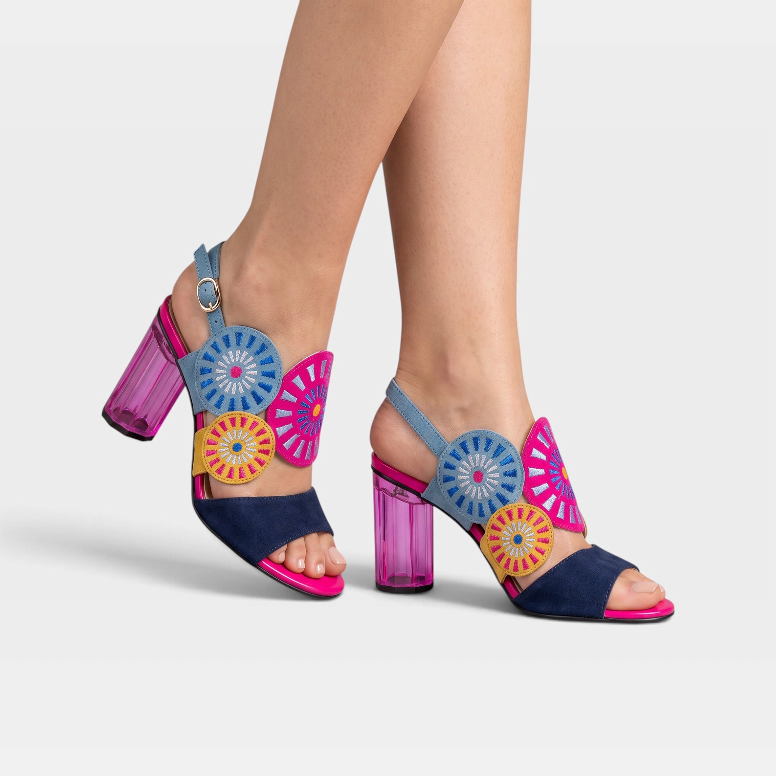 Azura Embroidery Navy Multi Sandal