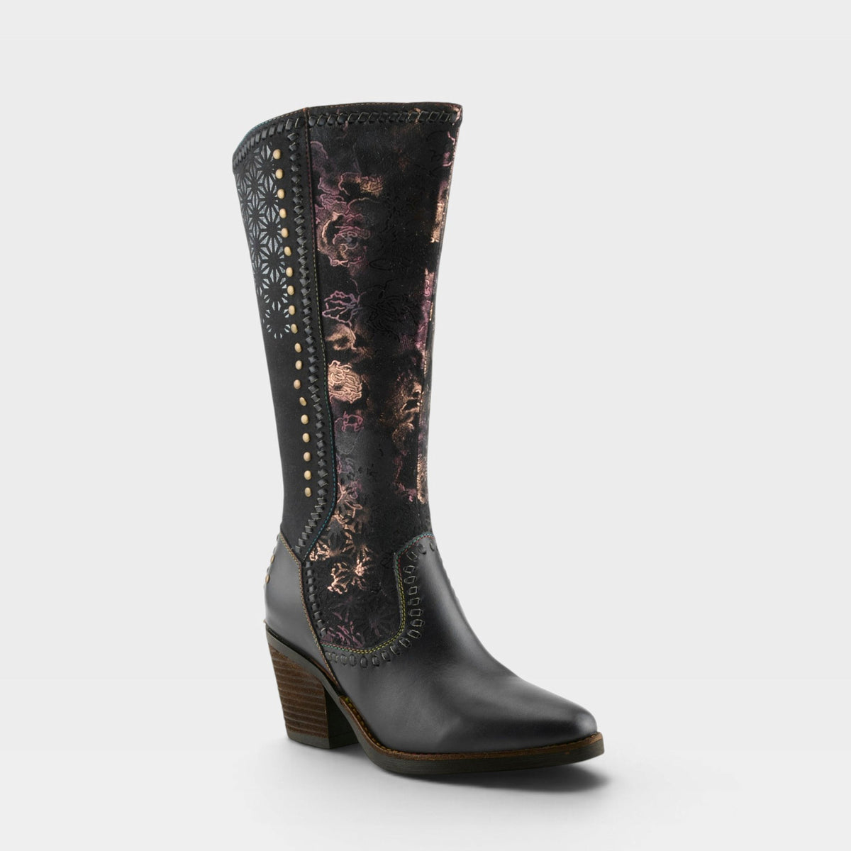 L'Artiste EMPRESS BOOTS in BLACK MULTI, front view
