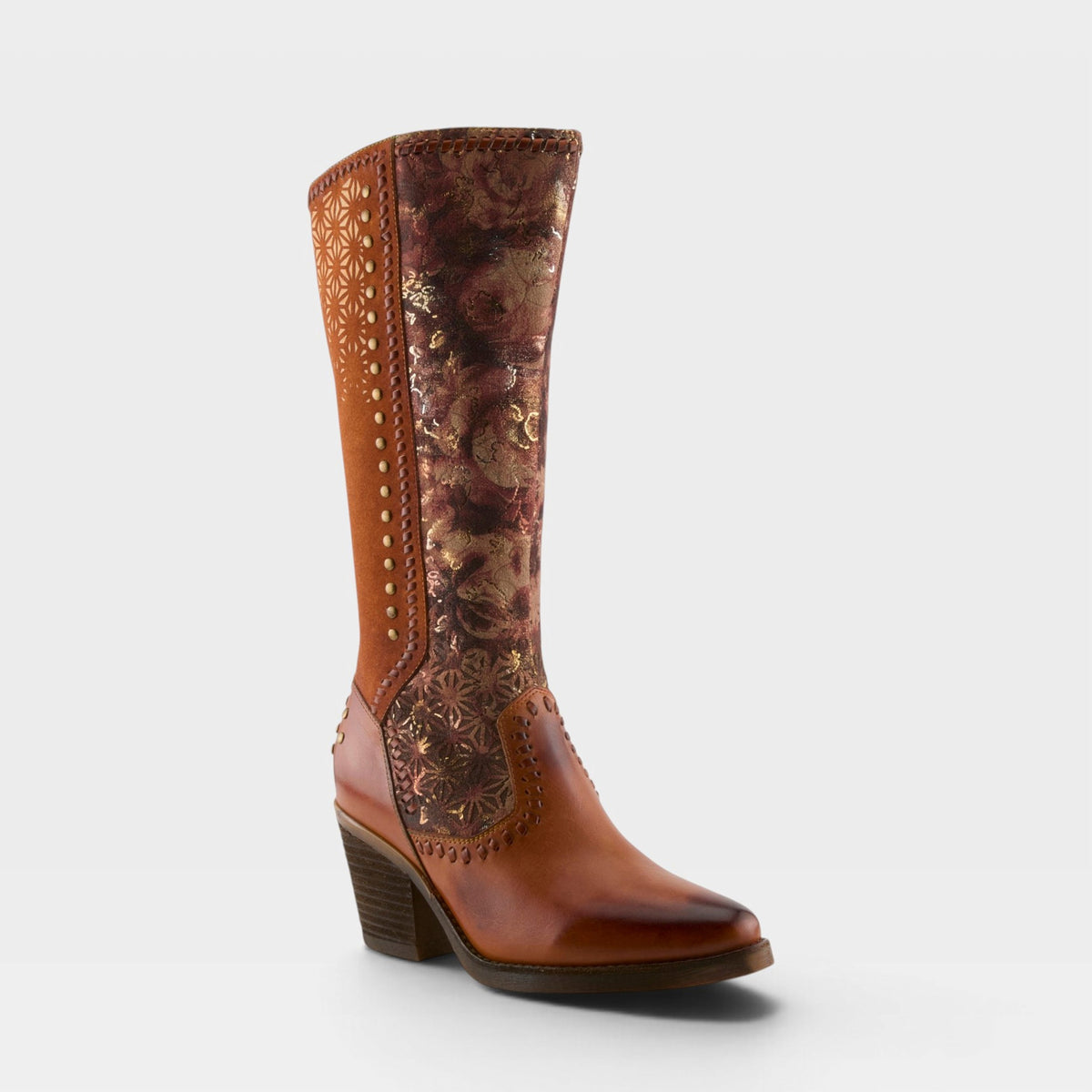 L'Artiste EMPRESS BOOTS in CAMEL MULTI, front view