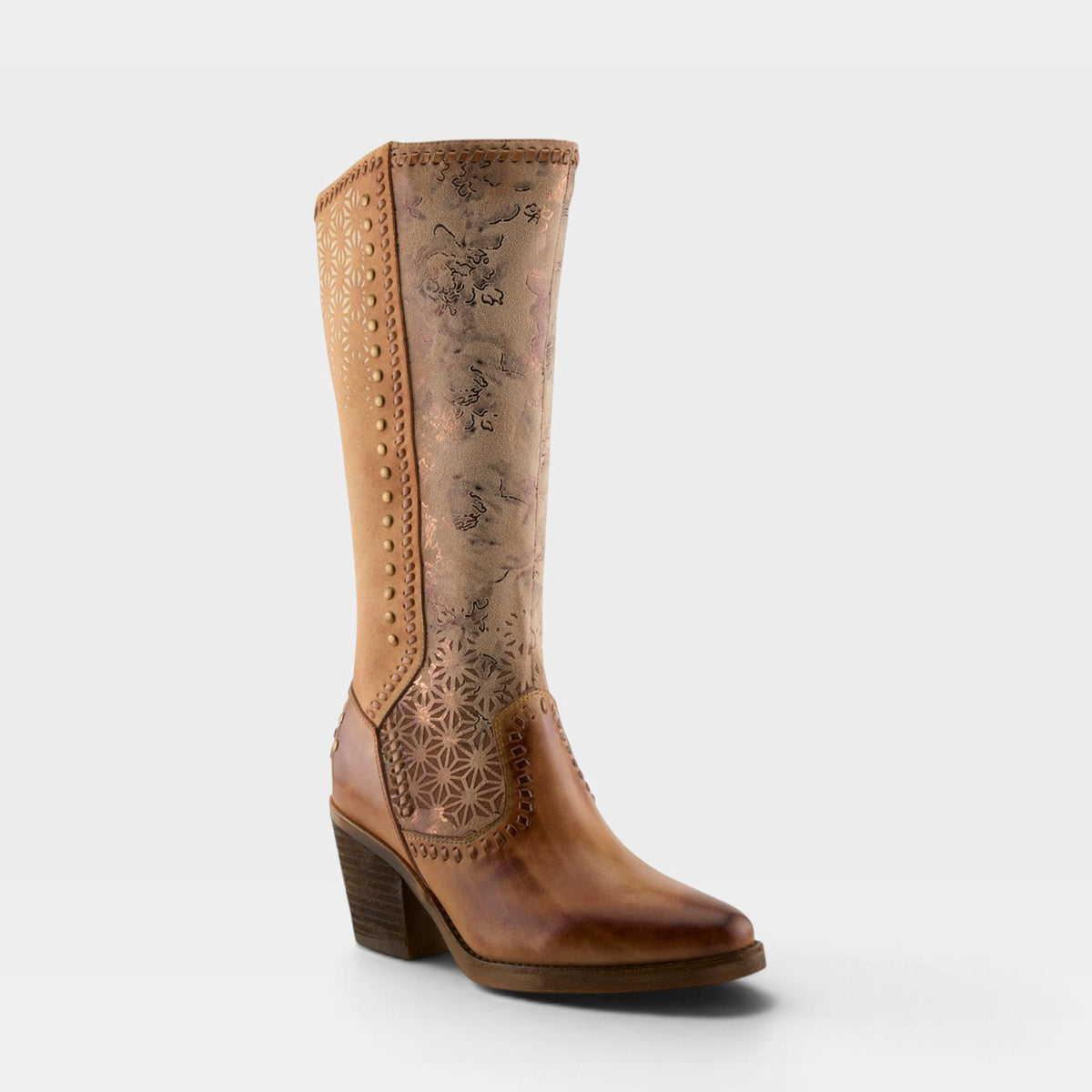 L'Artiste EMPRESS BOOTS in TAN MULTI, front view