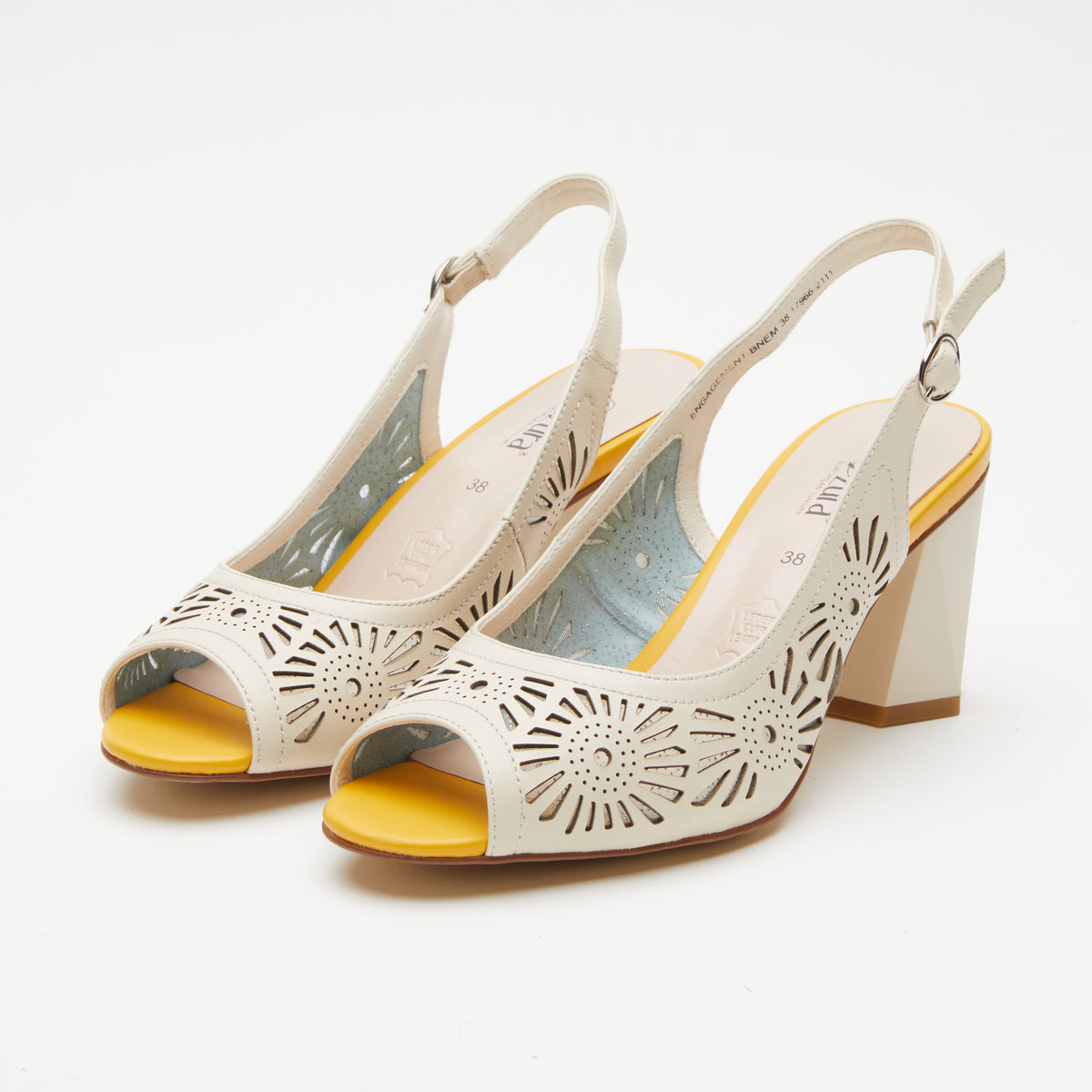 Azura Engagement Slingback women's sandal in bone multi with leather upper and buckle detail