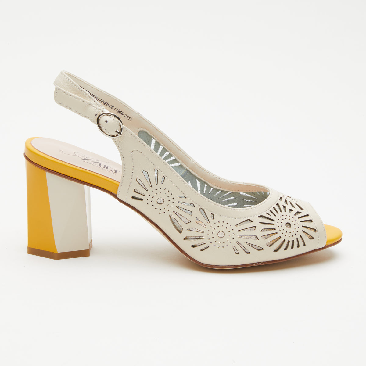 Azura Engagement Slingback women's sandal in bone multi with leather upper and buckle detail