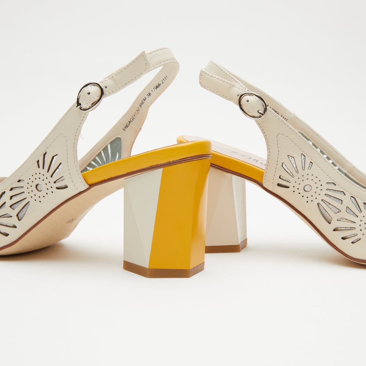Azura Engagement Slingback women's sandal in bone multi with leather upper and buckle detail
