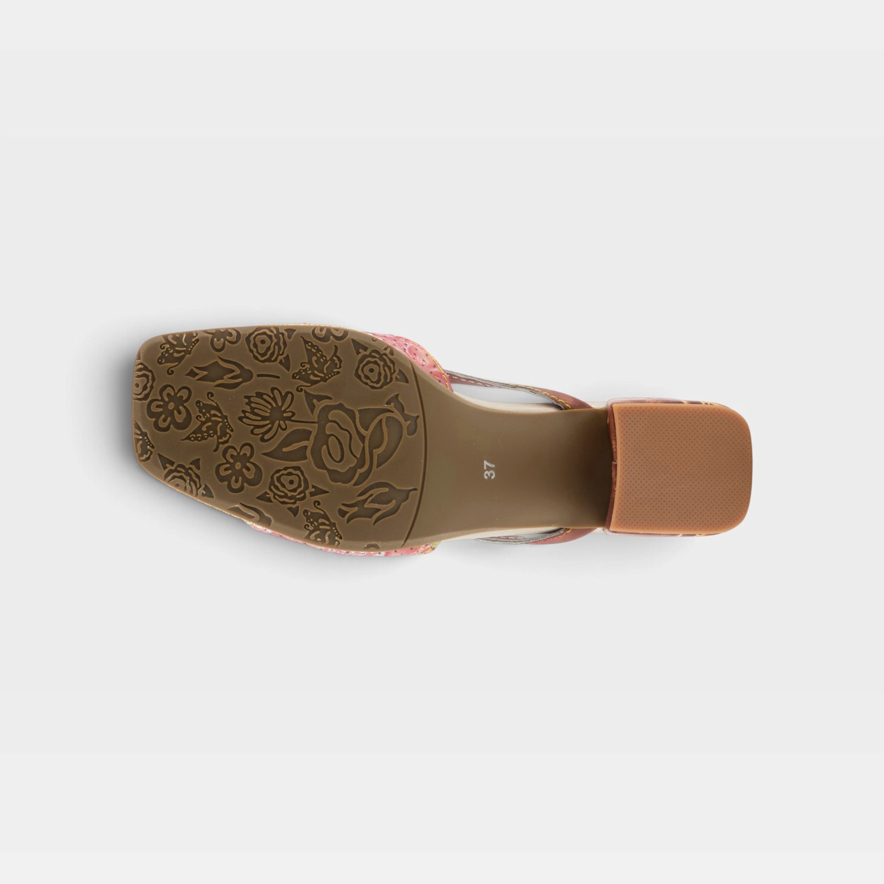 L'Artiste Europa sandals in Brown Multi, outsole view