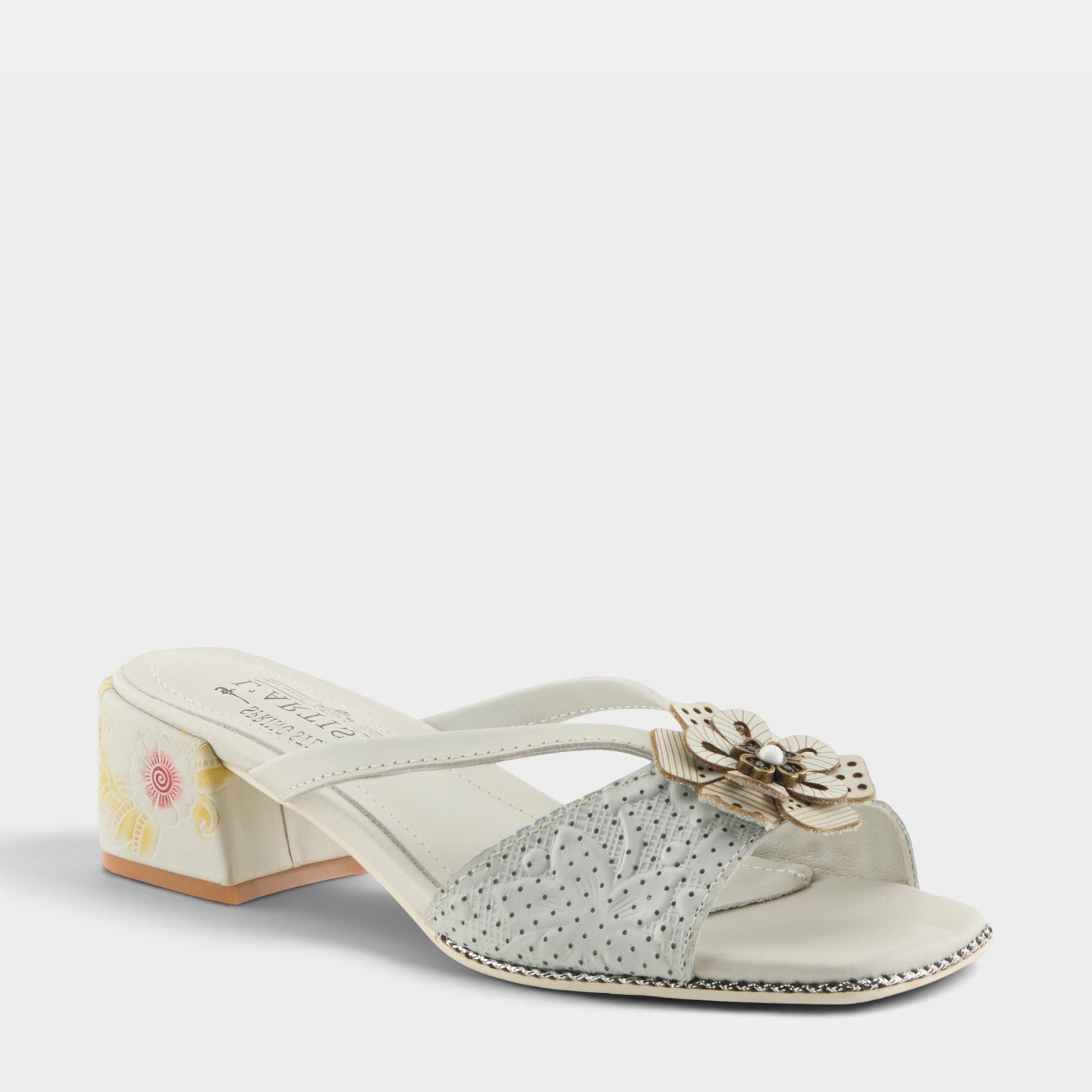 L'Artiste EUROPA SANDALS in OFF WHITE MULTI, front view