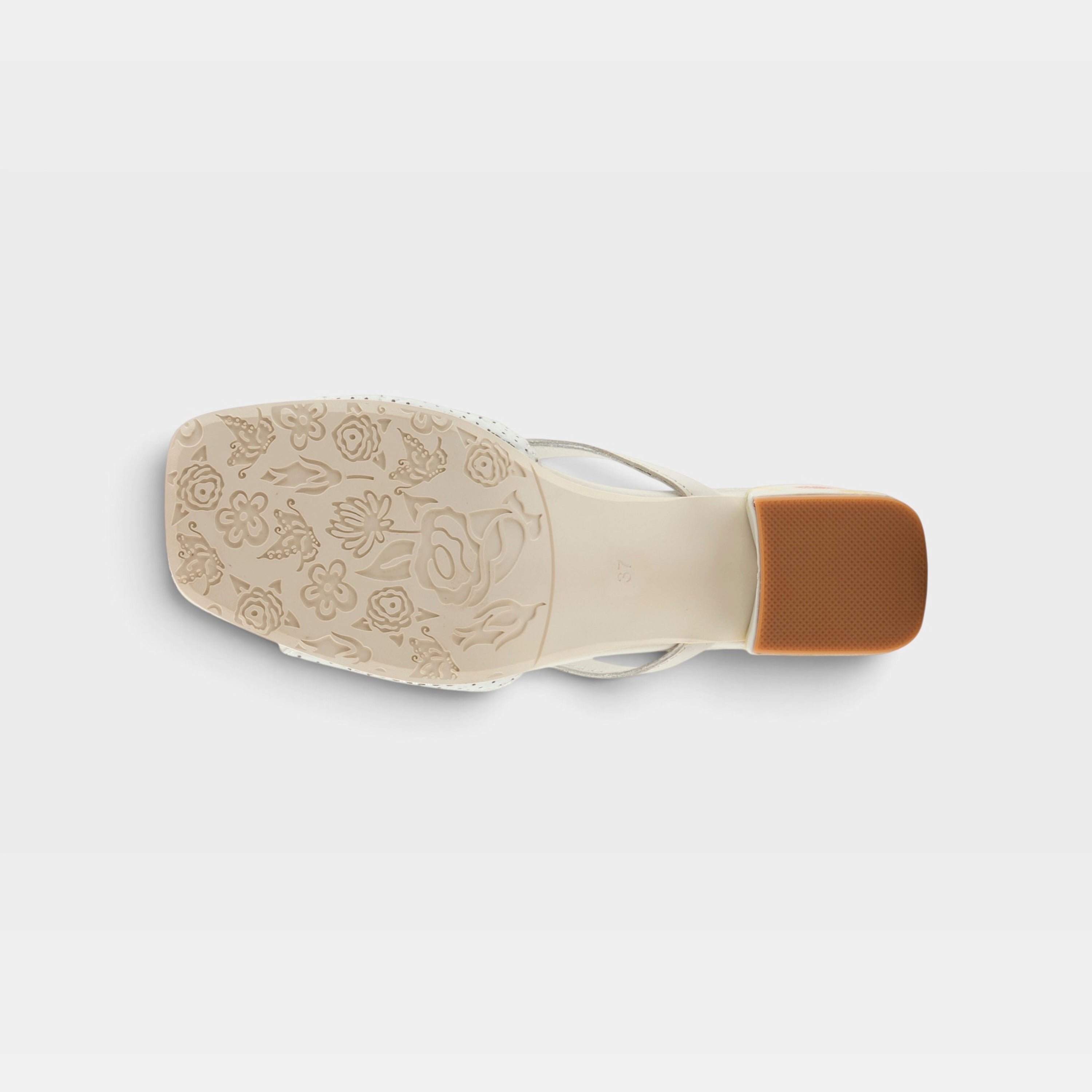 L'Artiste Europa sandals in Off White Multi, outsole view