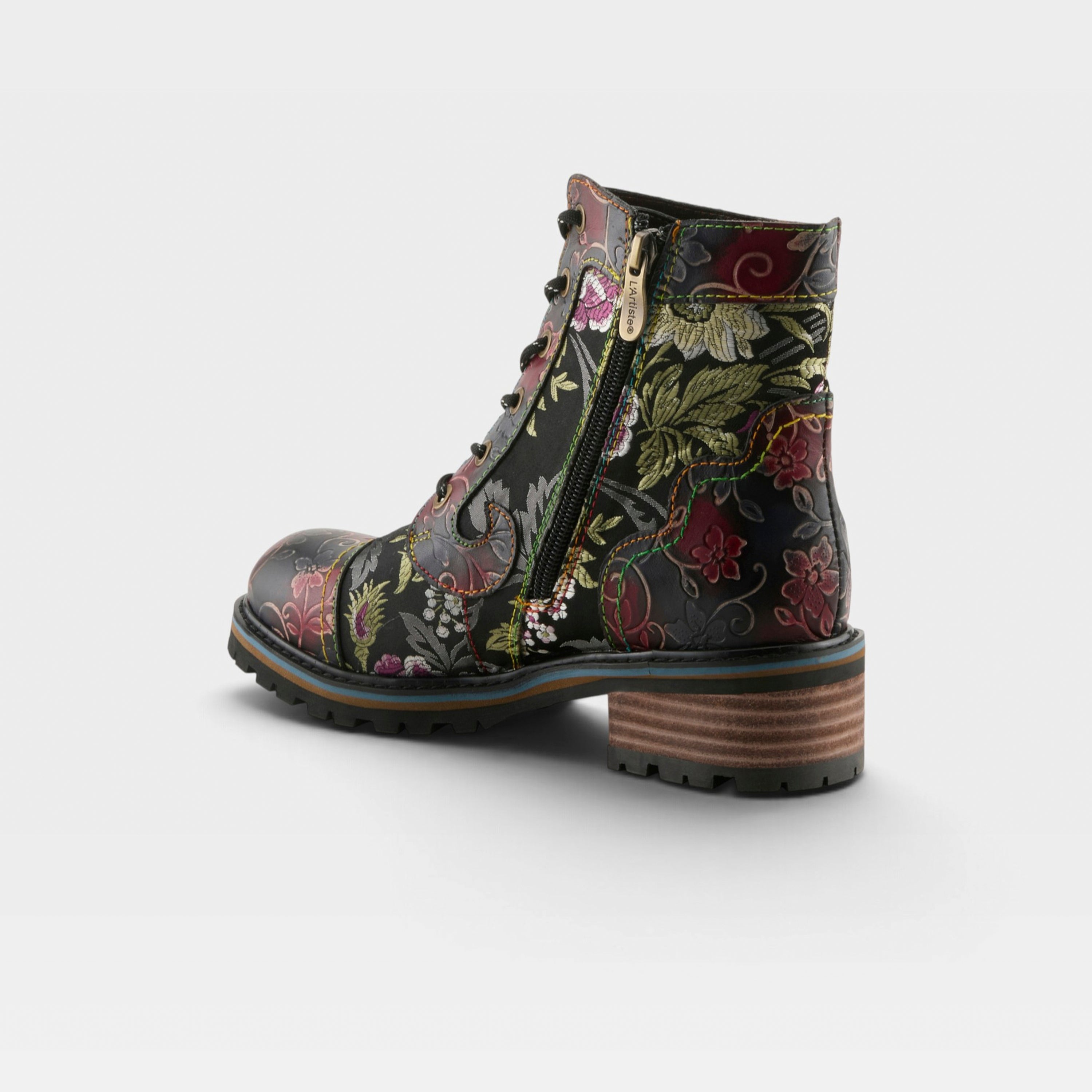 L'Artiste Fantastic booties in Black Multi, alternate angle view