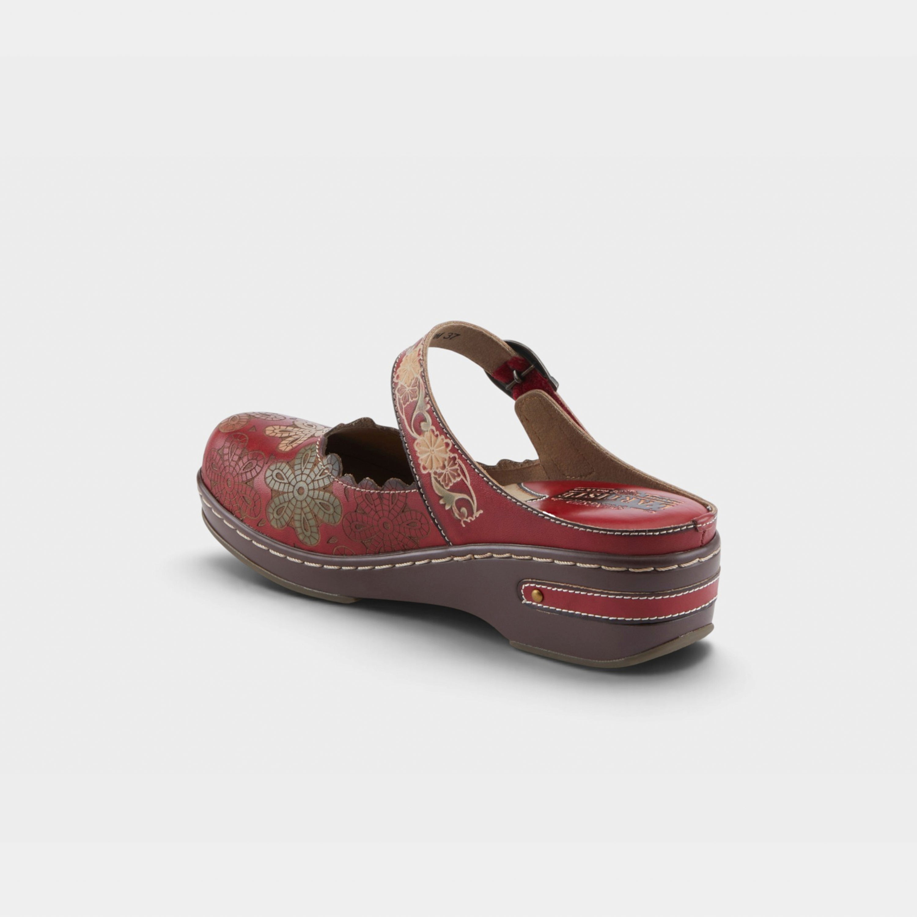 L'Artiste Flochino clogs in Red Multi, alternate angle view
