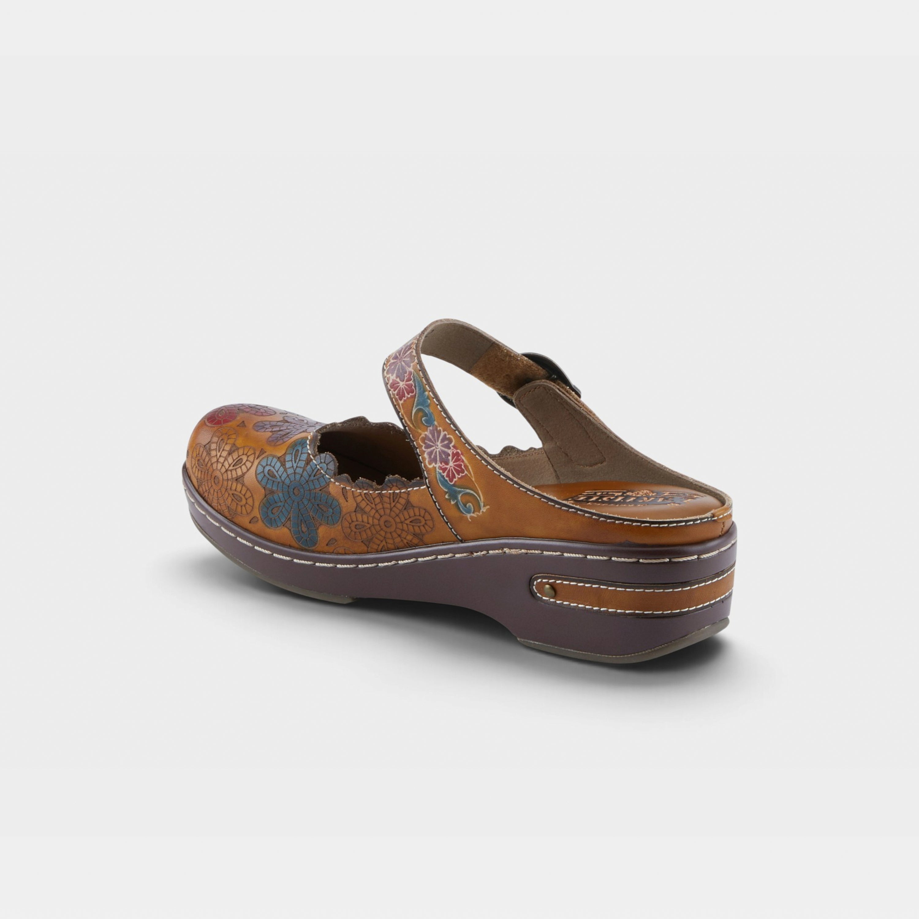 L'Artiste Flochino clogs in Tan Multi, alternate angle view