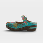L'Artiste Flochino clogs in Turquoise Multi, side view
