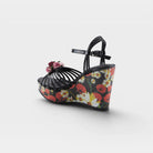 Azura Florarose Black Patent Sandal