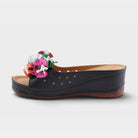 Spring Step Flowerchild Black Slide Sandal