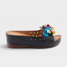 Spring Step Flowerchild Black Slide Sandal