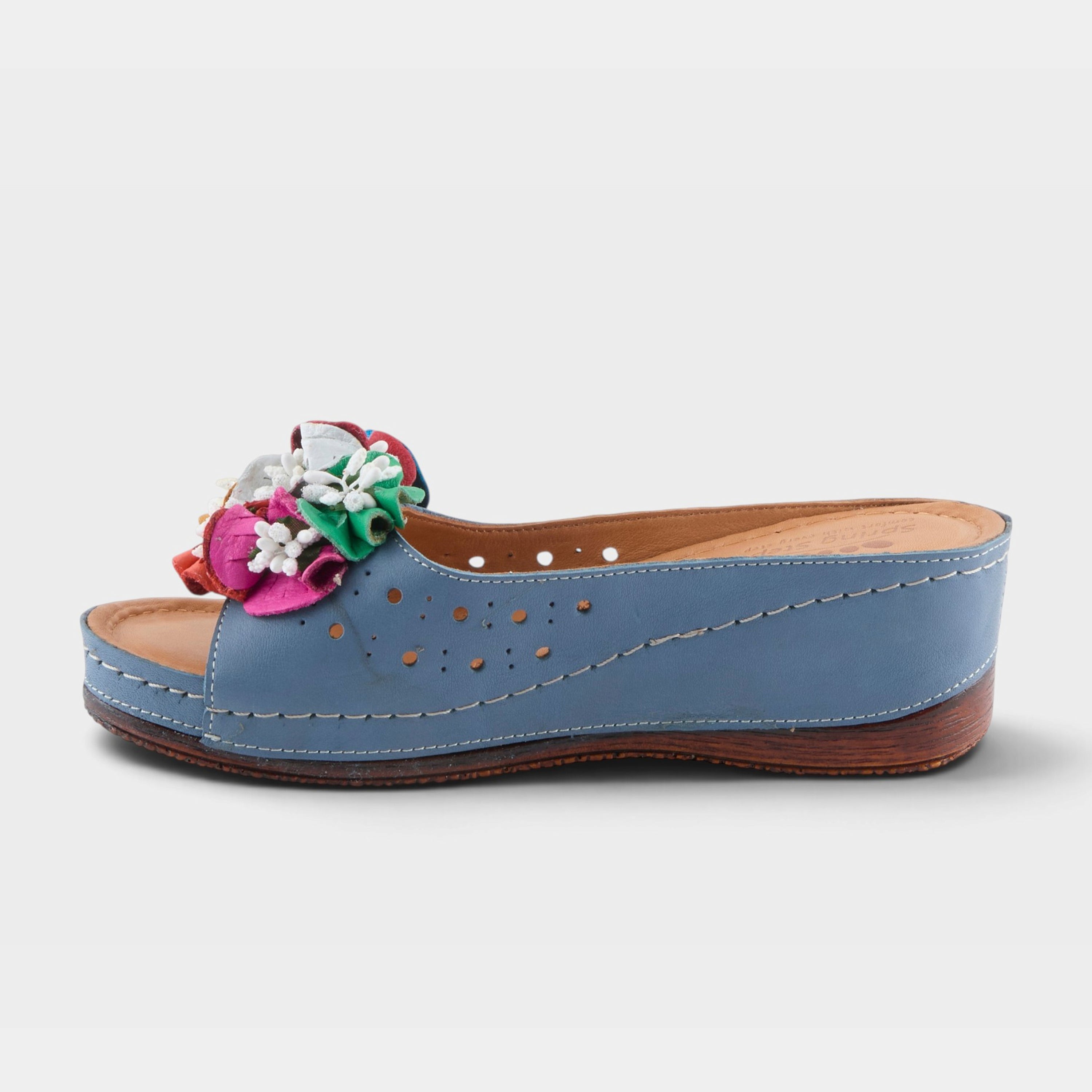 Spring Step Flowerchild Blue Slide Sandal