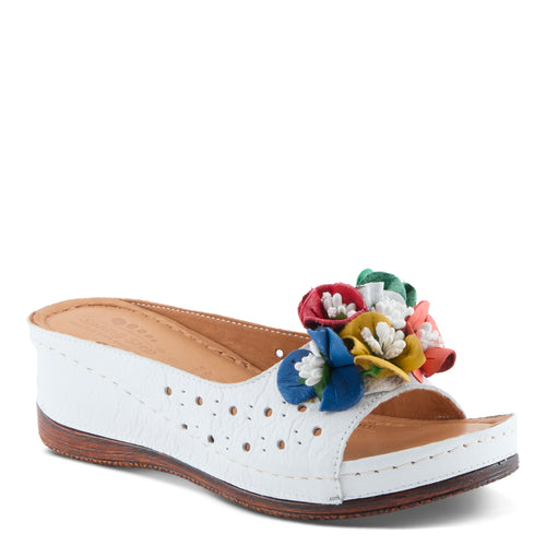 Flowerchild Sandal: Wedge Leather Slide – Spring Step Shoes