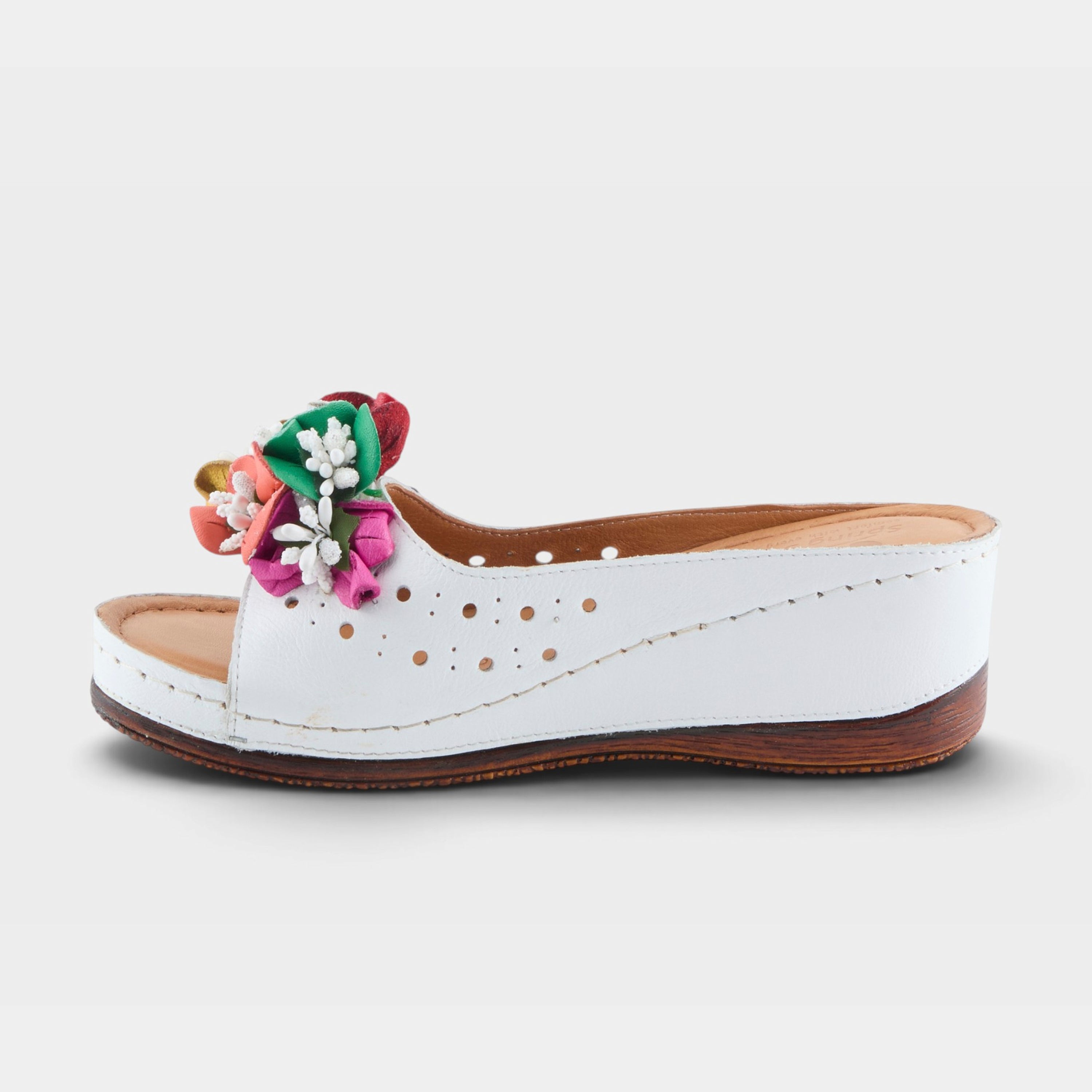 Spring Step Flowerchild White Slide Sandal