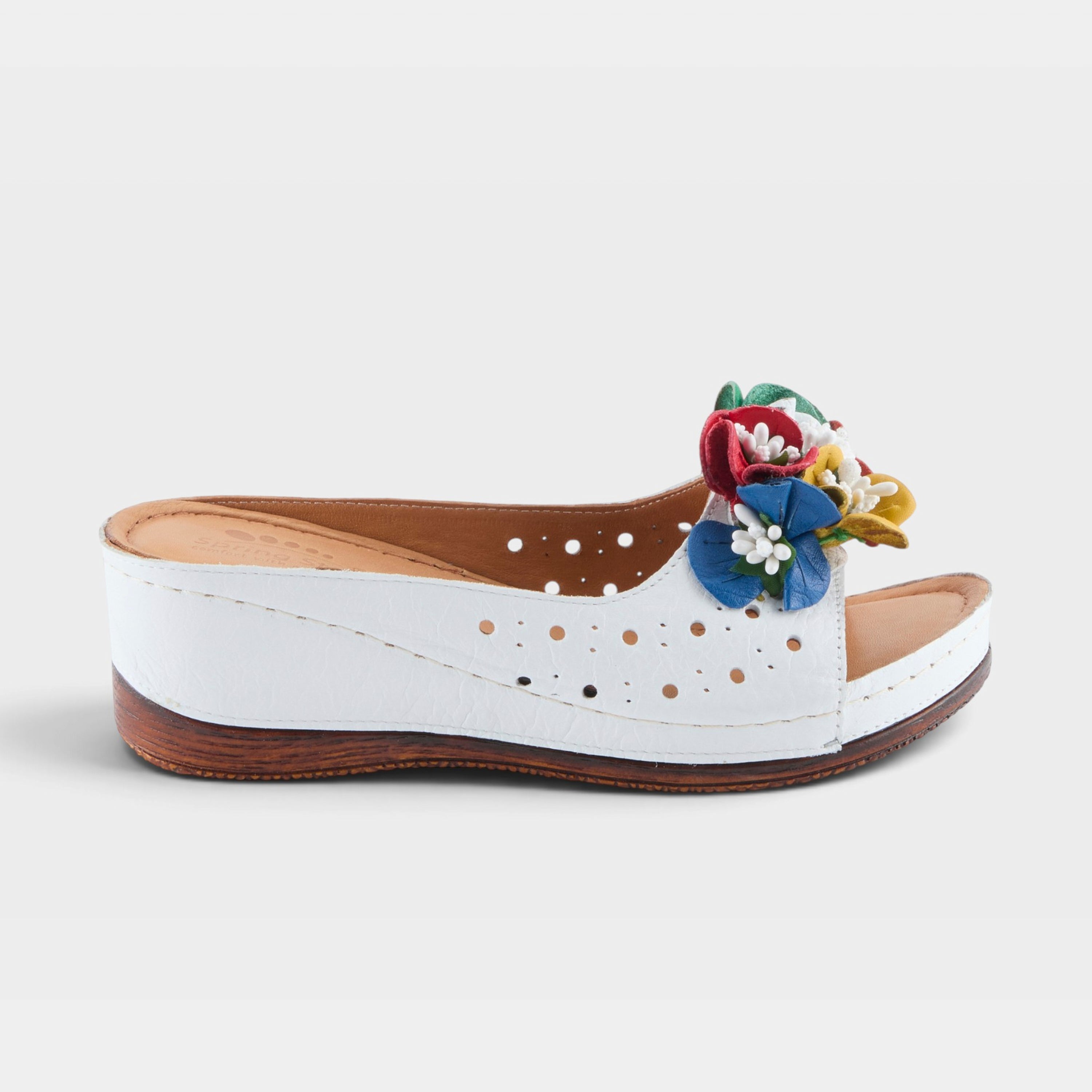 Spring Step Flowerchild White Slide Sandal