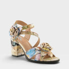 L'Artiste FLOWERPOWER SANDALS in YELLOW MULTI, front view