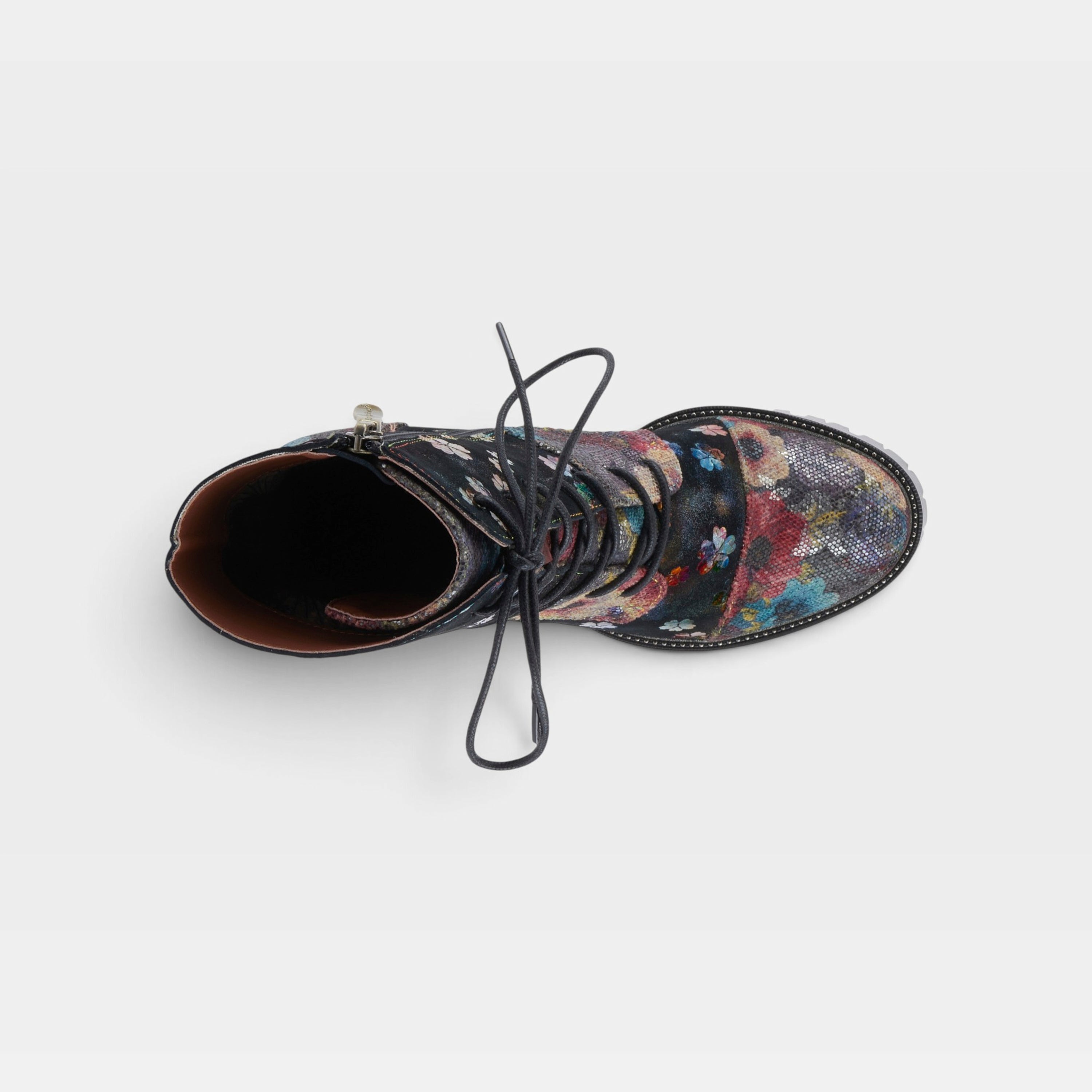 L'Artiste Flutterbank boots in Rainbow, top view