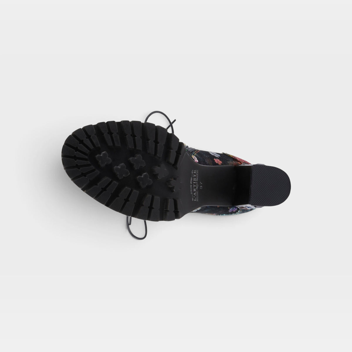 L'Artiste Flutterbank boots in Rainbow, outsole view